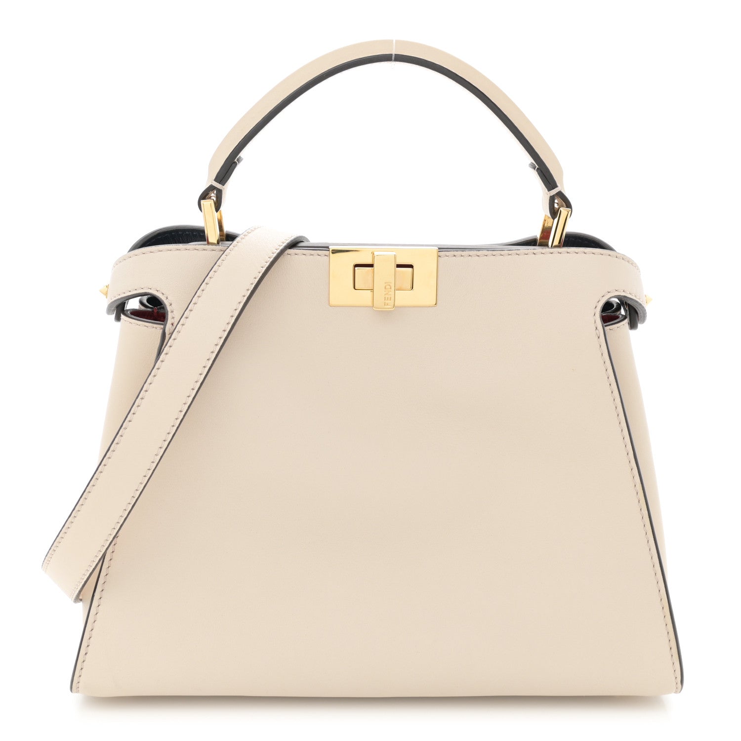 Fendi Vitello Tahiti Burro Bi-Color Medium Peekaboo Iconic Essentially Satchel Camelia Fragola Dark Blue 1 of 11