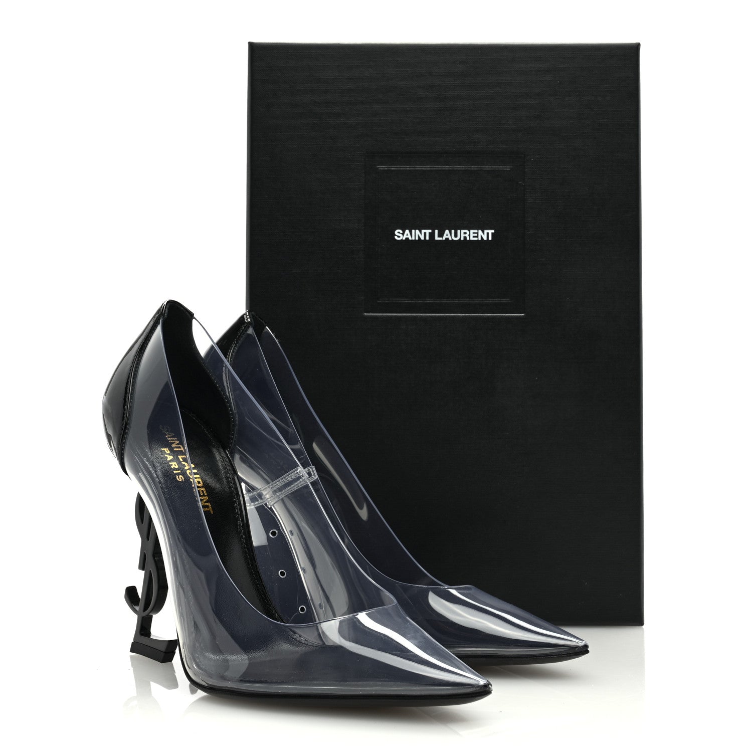 Saint Laurent Patent Calfskin PVC Opyum 110 Pump 37 Black Transparent 8 of 8