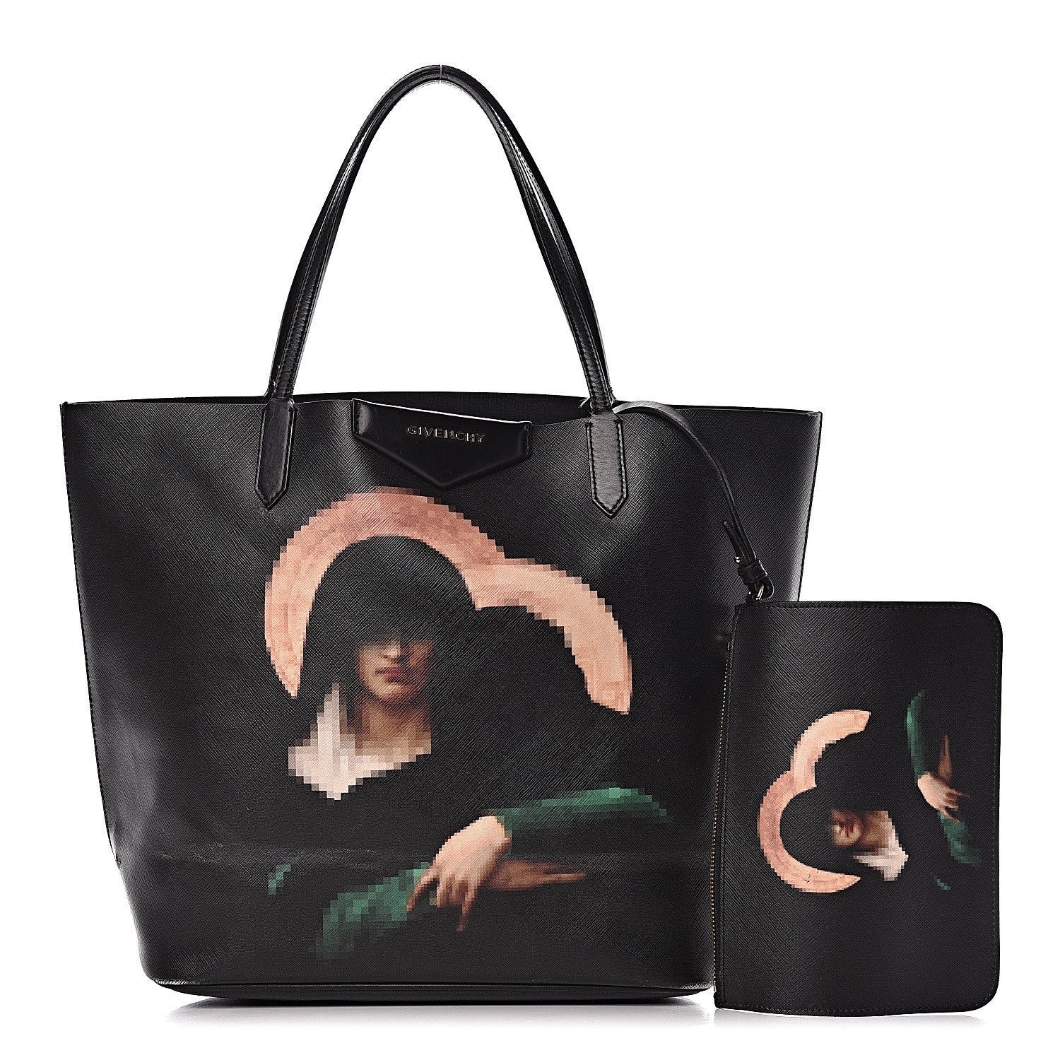 Givenchy Textured Coated Canvas Pixel Madonna Print Medium