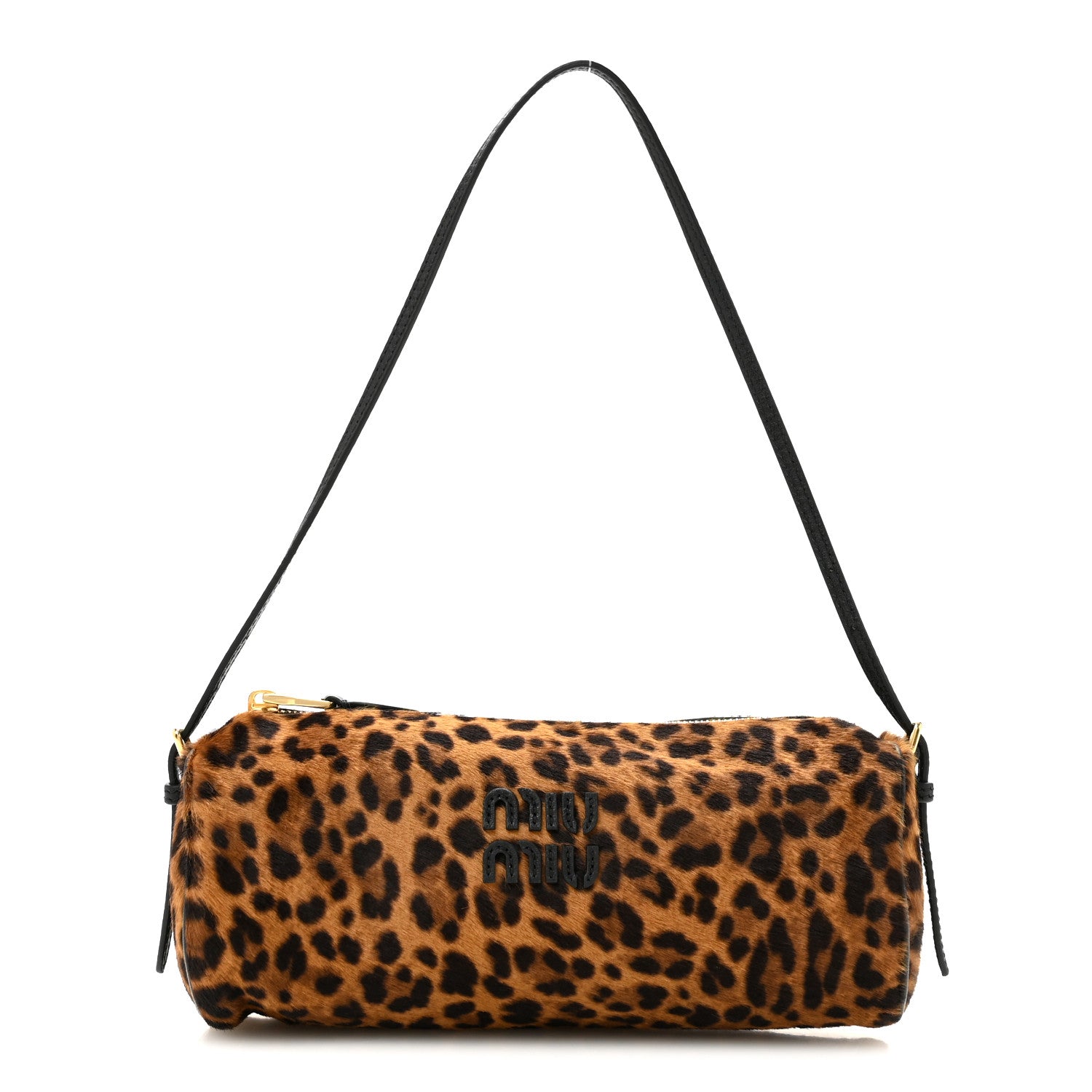 Miu Miu Nappa Calf Hair Leopard Printed Pouch Miele 1932033
