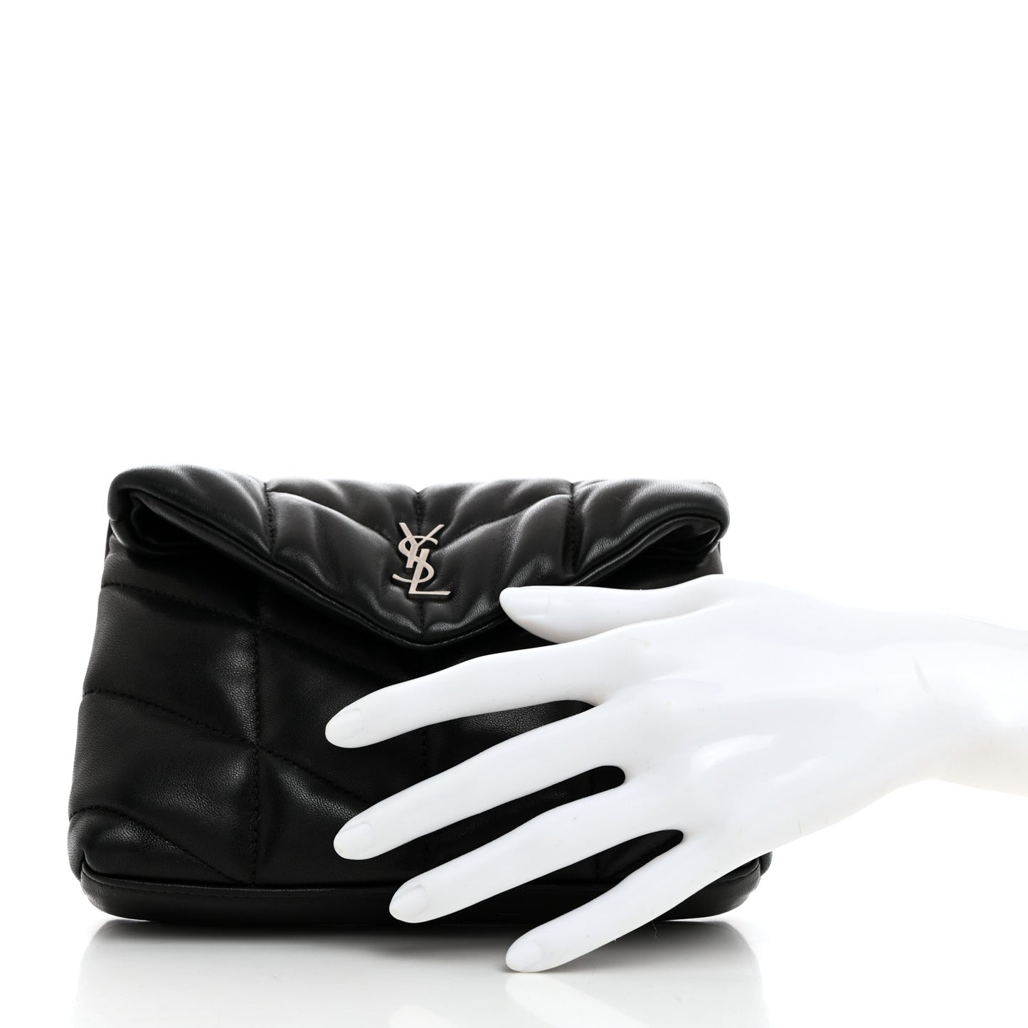 Lambskin Monogram Loulou Puffer Pouch Clutch Black