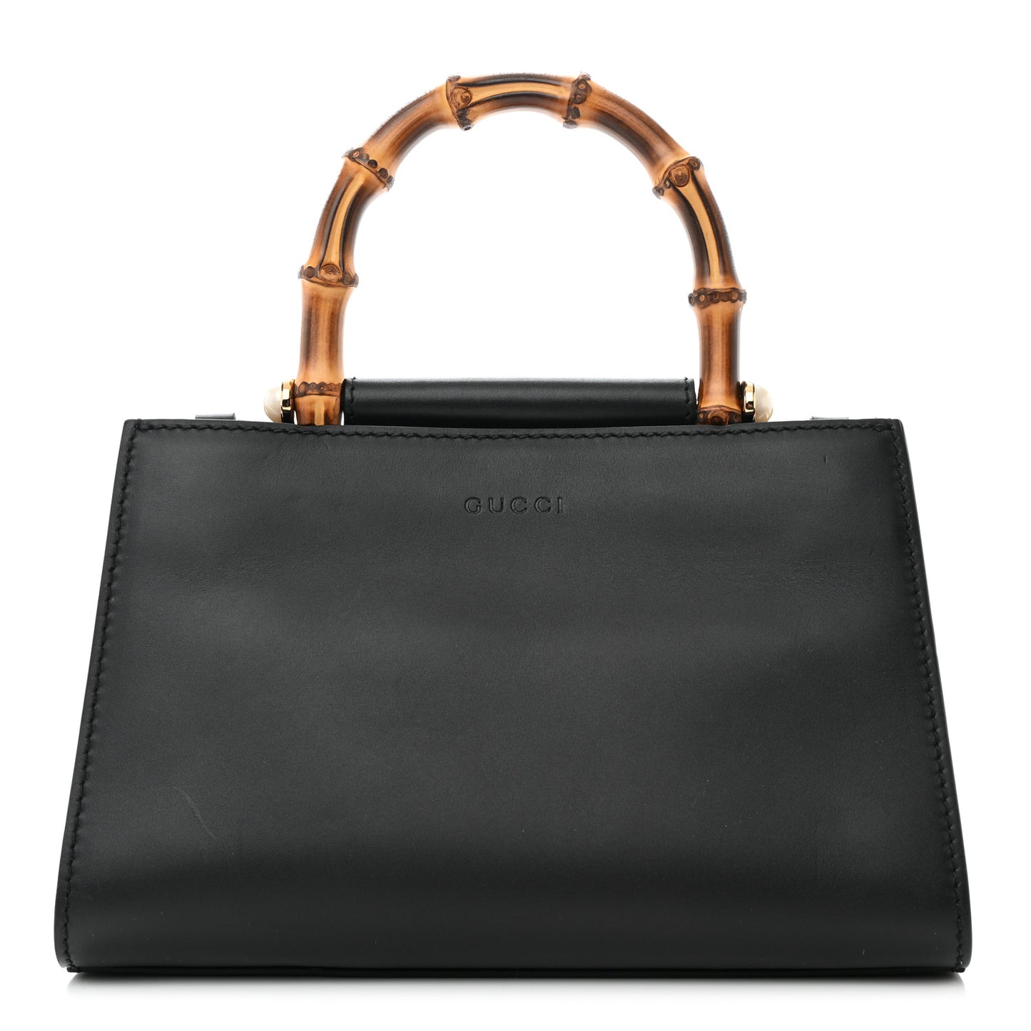Nappa Bamboo Web Mini Nymphaea Top Handle Bag Black