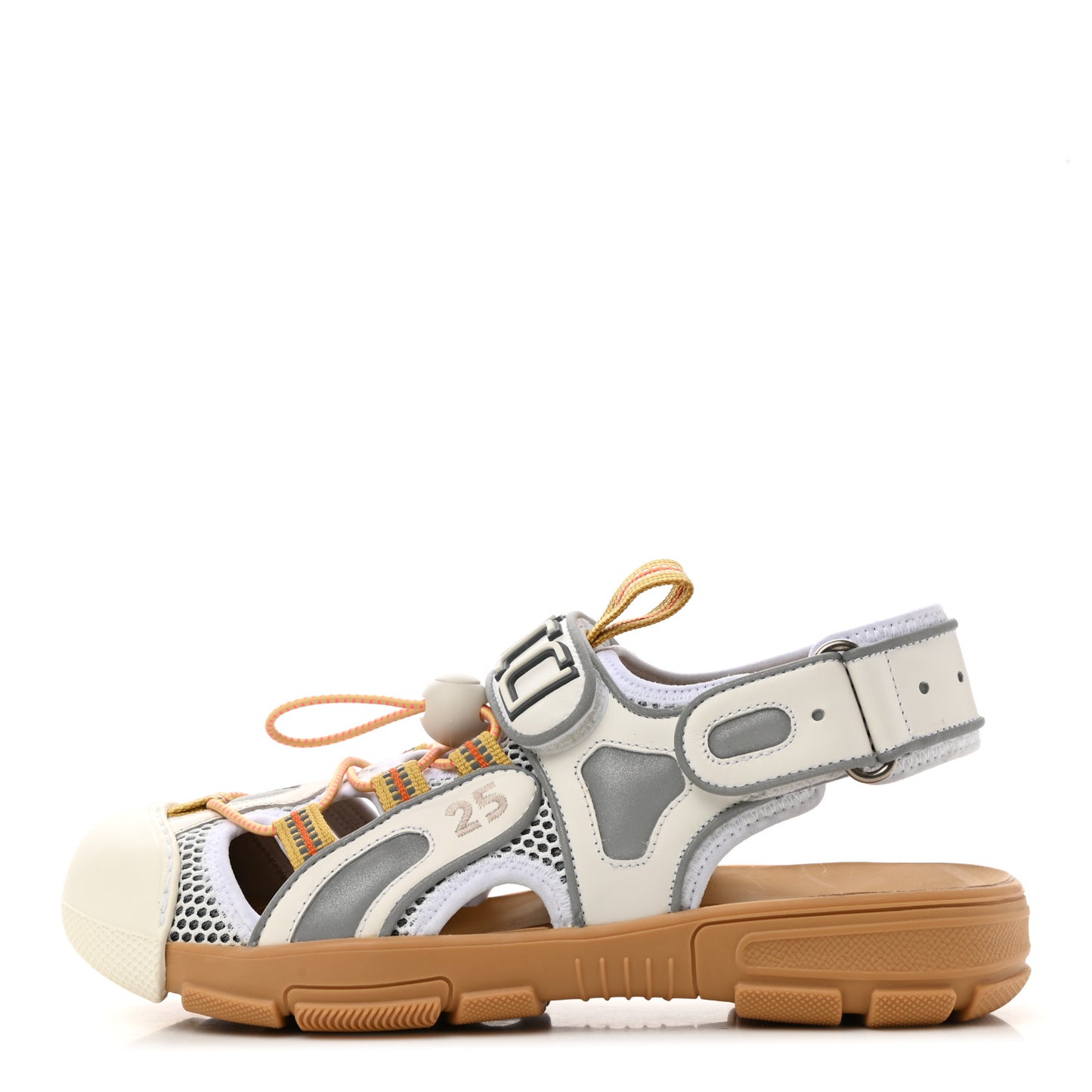 Mesh Fabric Tinsel Sport Sandals 37 White Silver