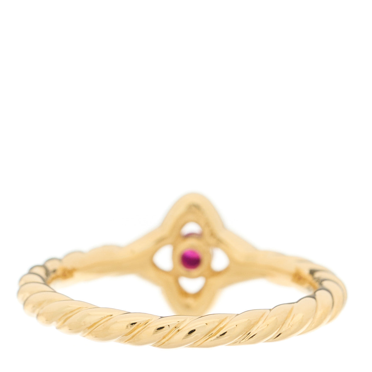 18K Yellow Gold Diamond Ruby 9mm Venetian Quatrefoil Ring 52 6