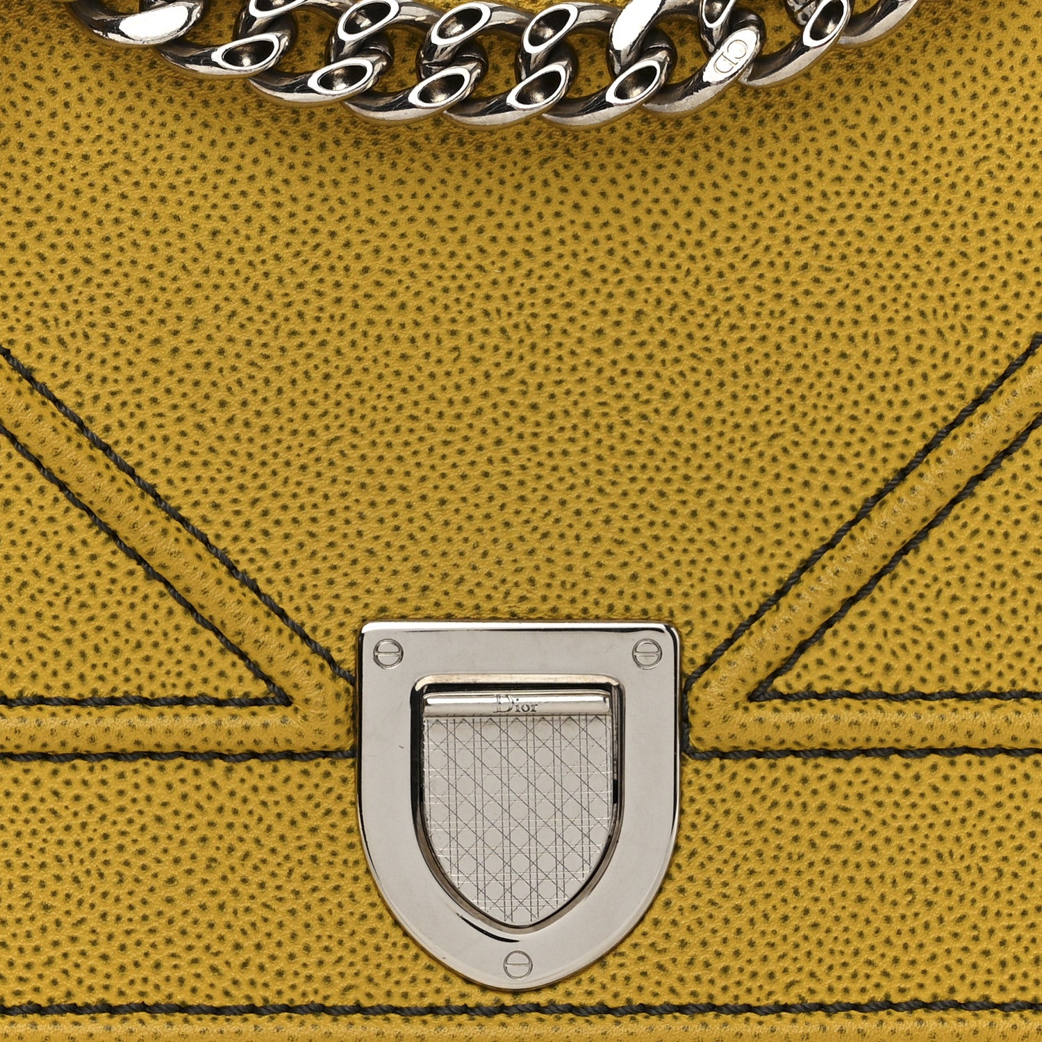 Christian Dior Grained Calfskin Medium Diorama Flap Bag Yellow 7 of 14