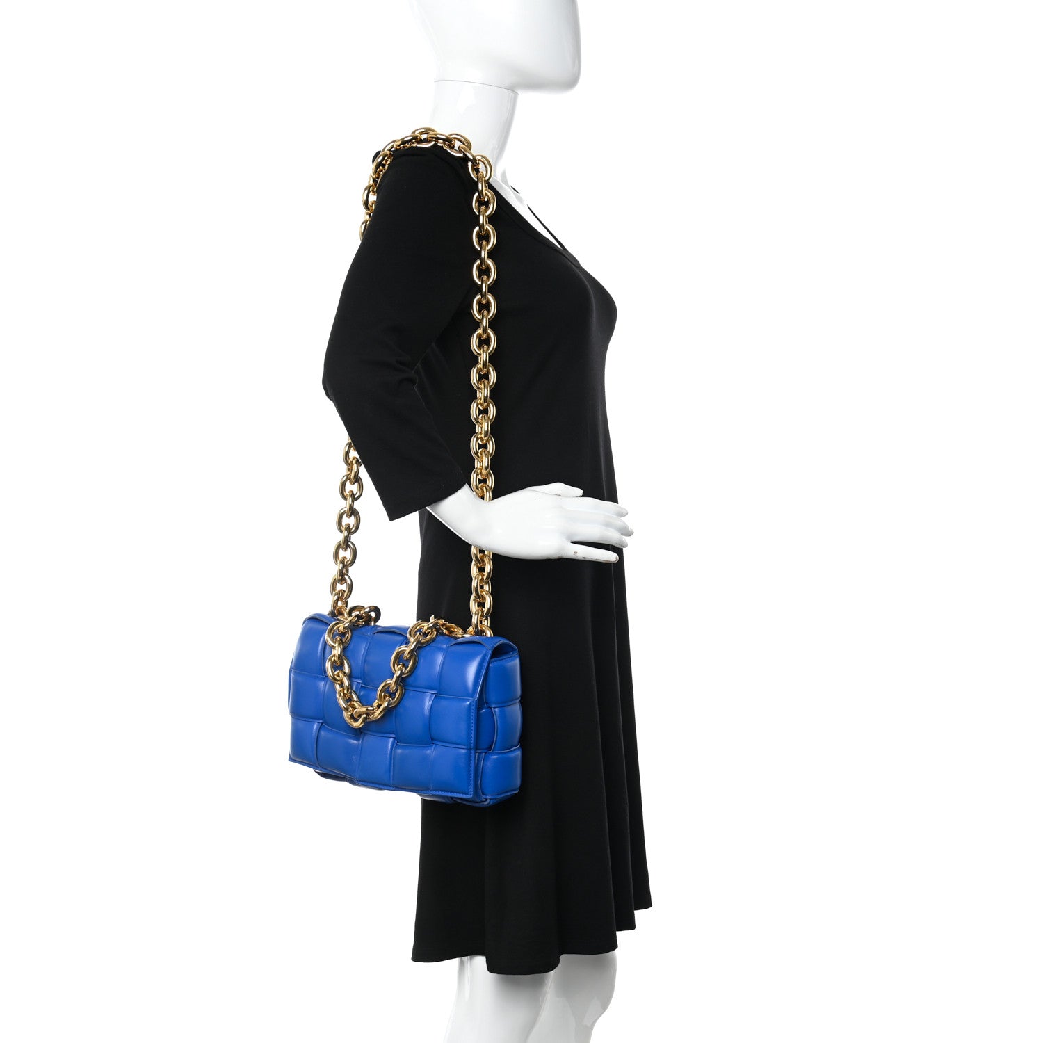 Bottega Veneta Lambskin Maxi Intreccio Padded Chain Cassette Crossbody Bag Cobalt 2 of 11