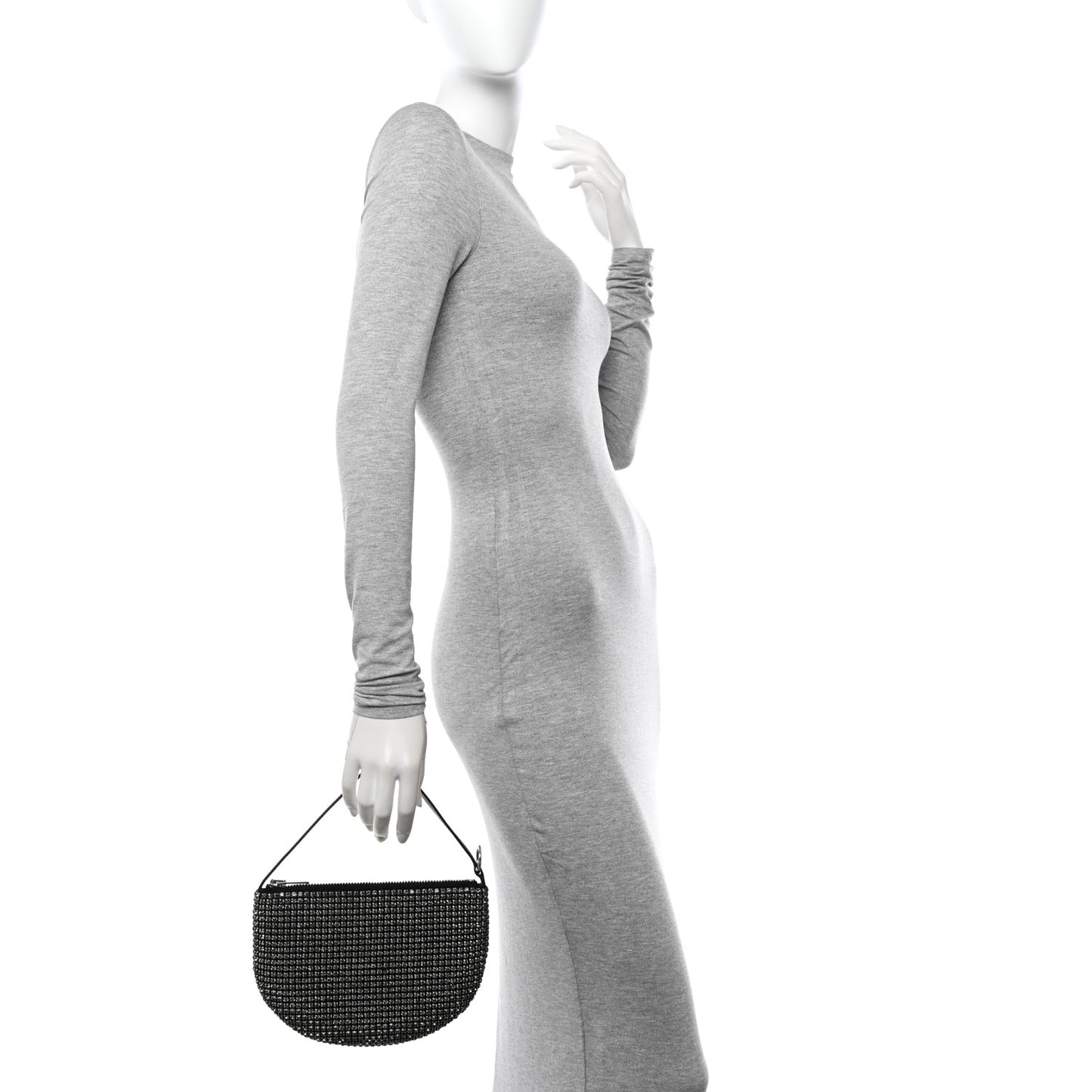 Mesh Crystal Wanglock Fortune Cookie Bag Black