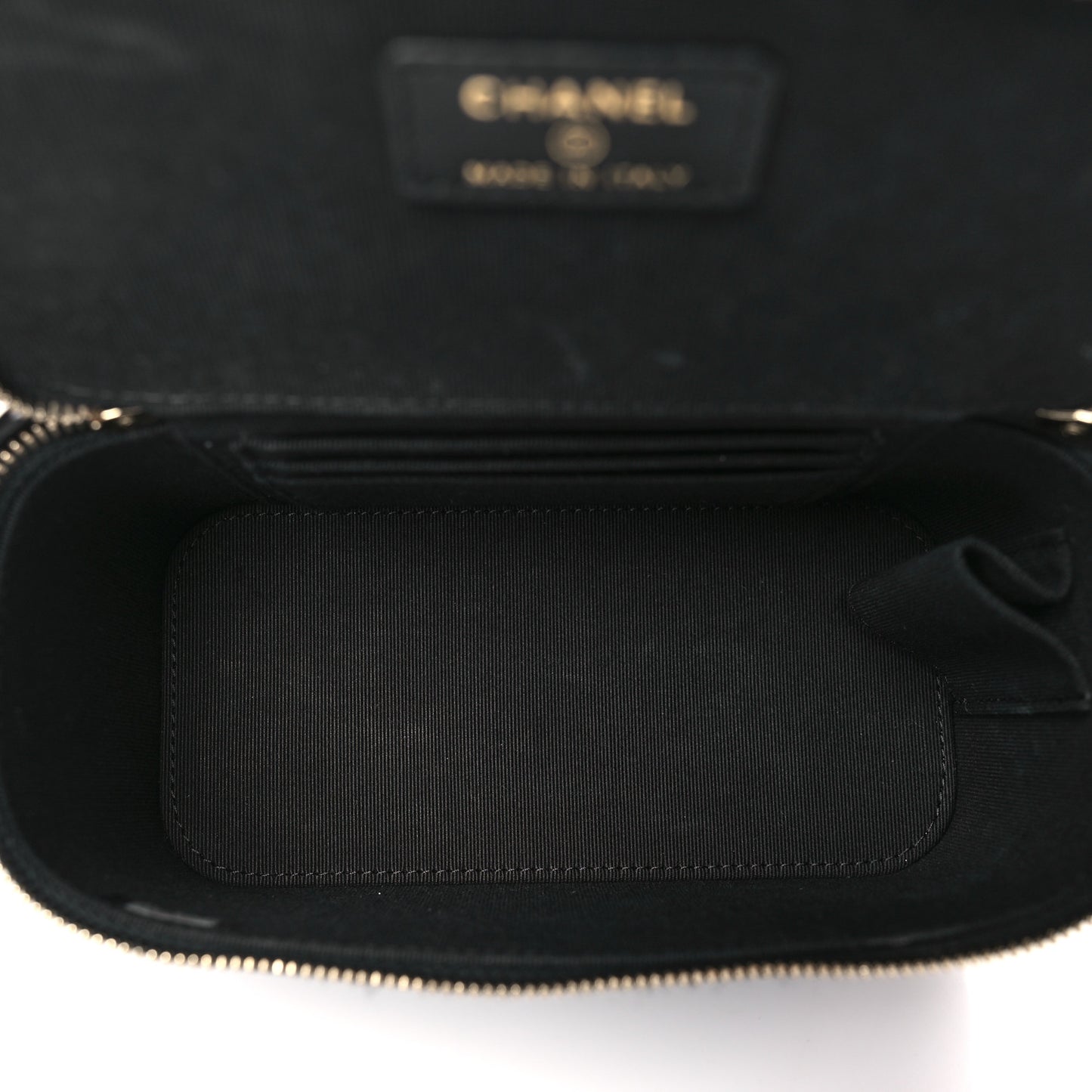 Lambskin Quilted Small Top Handle Vanity Case With Chain Black