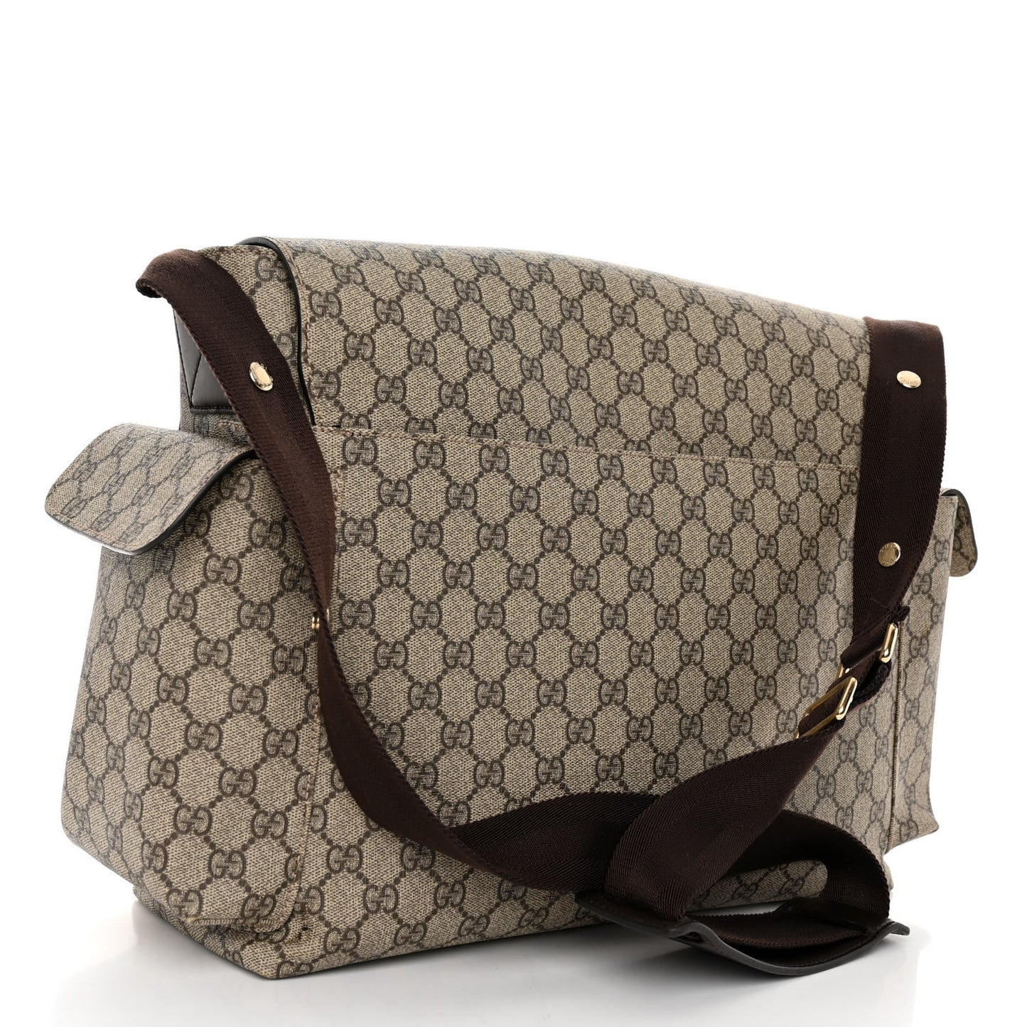 GG Plus Monogram Messenger Diaper Bag Dark Brown
