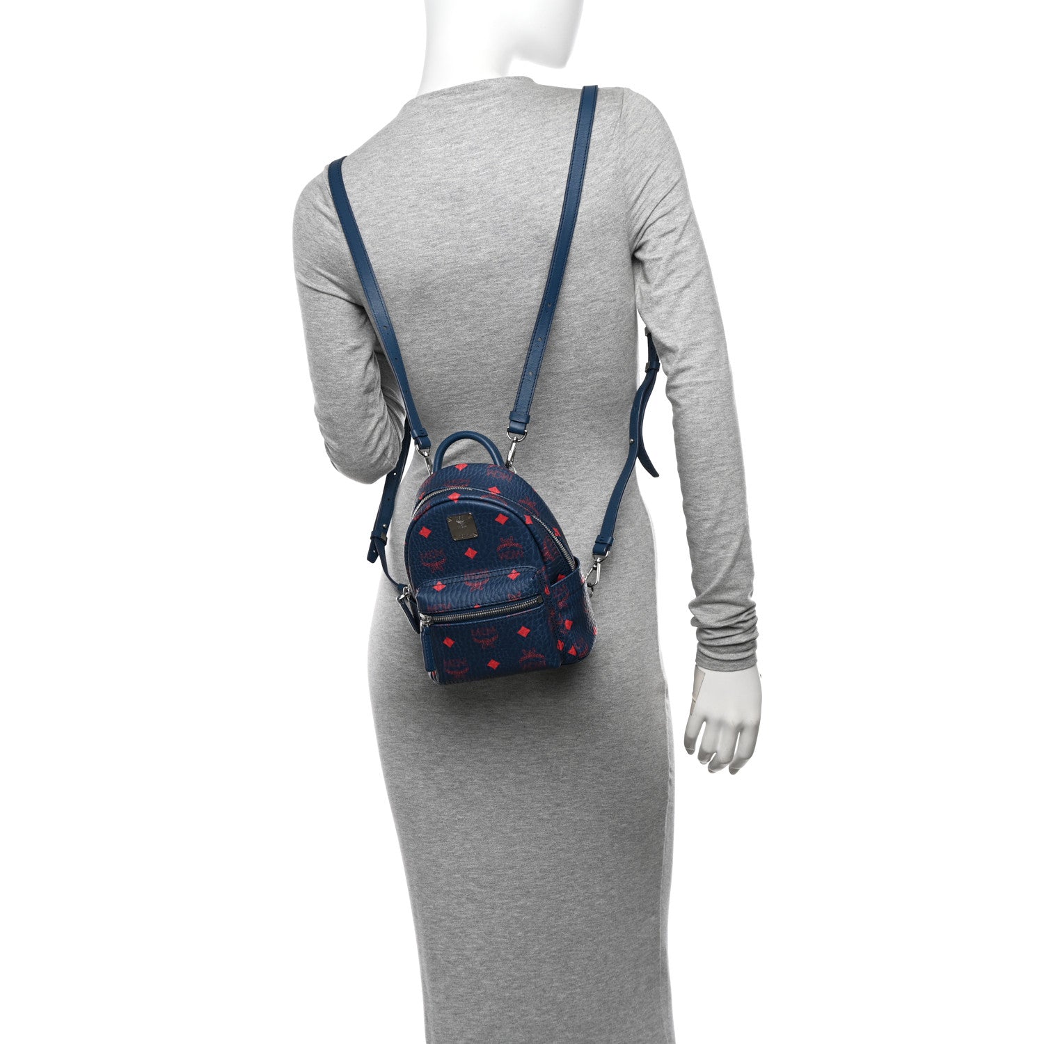 MCM Visetos X-Mini Stark Bebe Boo Backpack Deep Blue Sea 2 of 10