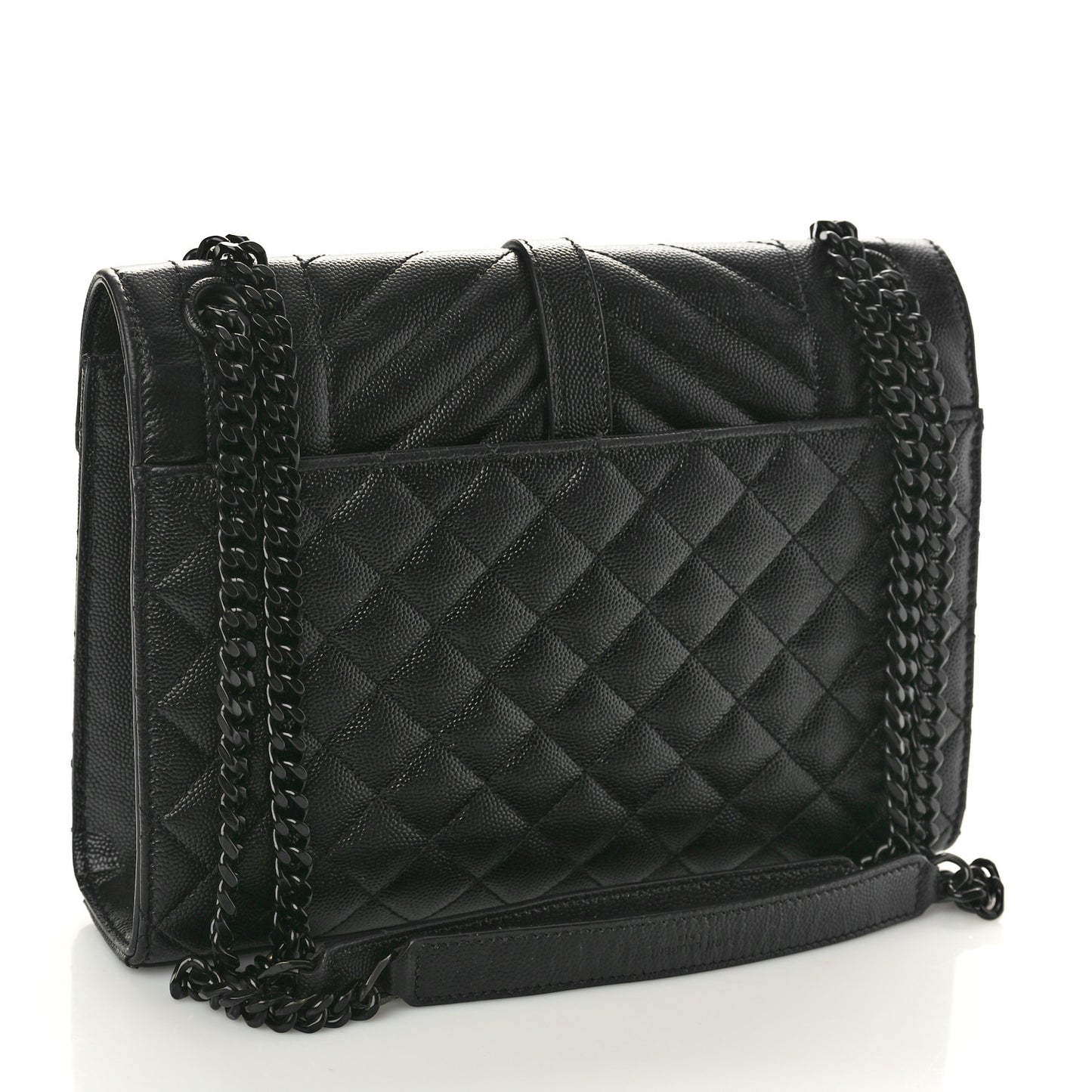 Grain De Poudre Textured Mixed Matelasse Triquilt Medium Monogram Monochrome Satchel Black