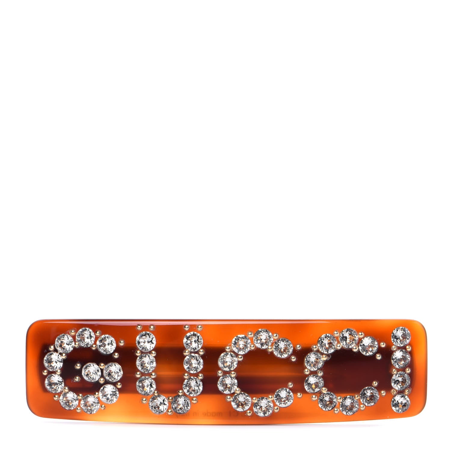 Gucci Resin Crystal Single Hair Barrette Tortoiseshell 1 of 6