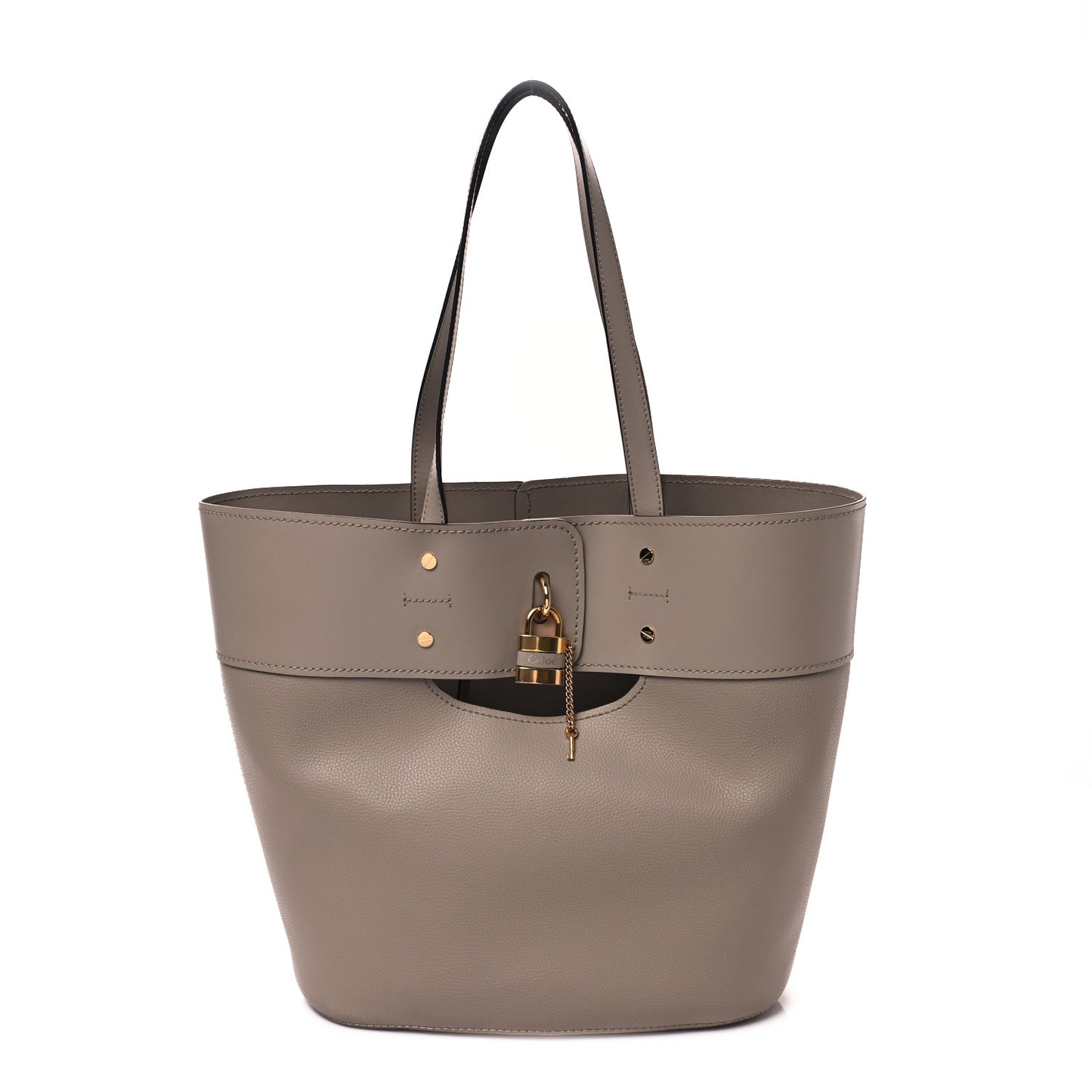 Calfskin Medium Aby Lock and Key Tote Bag Motty Grey