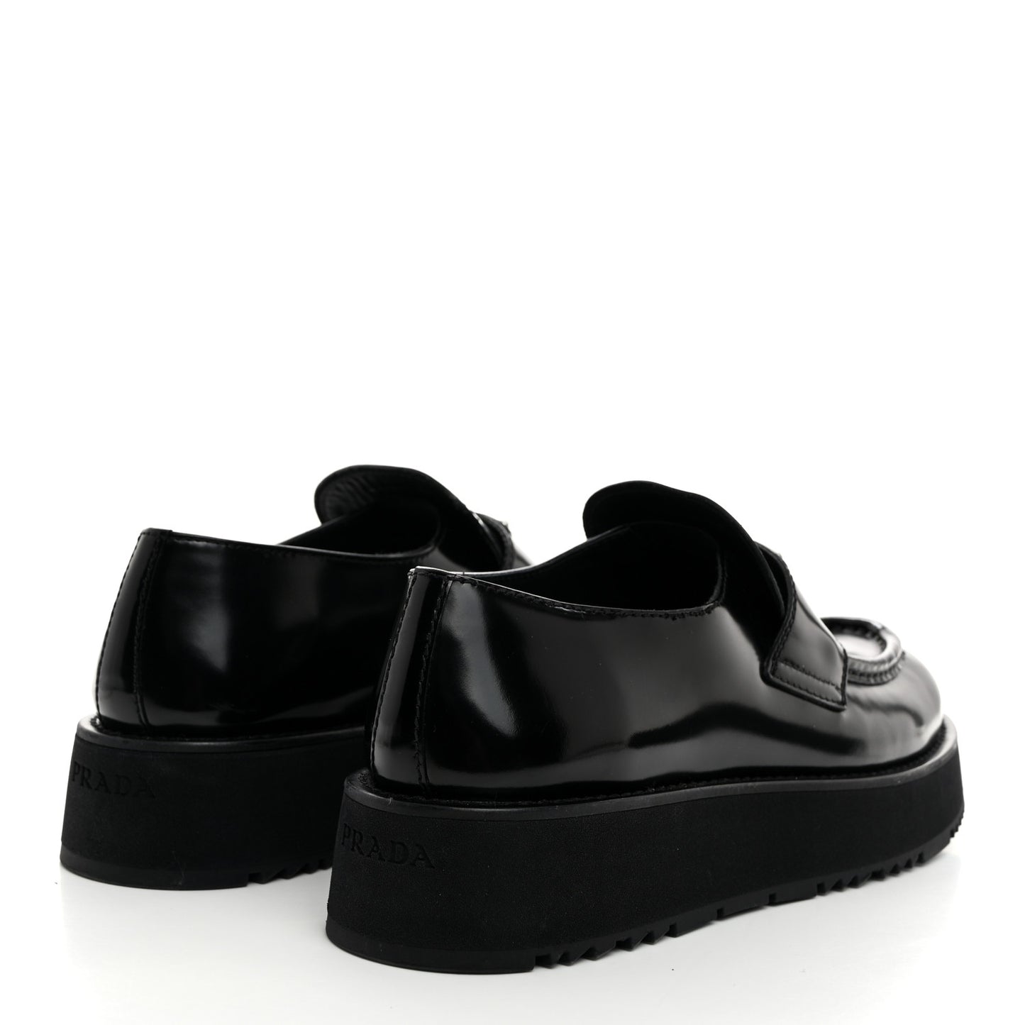 Spazzolato Metal Triangle Logo Flatform 45mm Loafers 40 Black