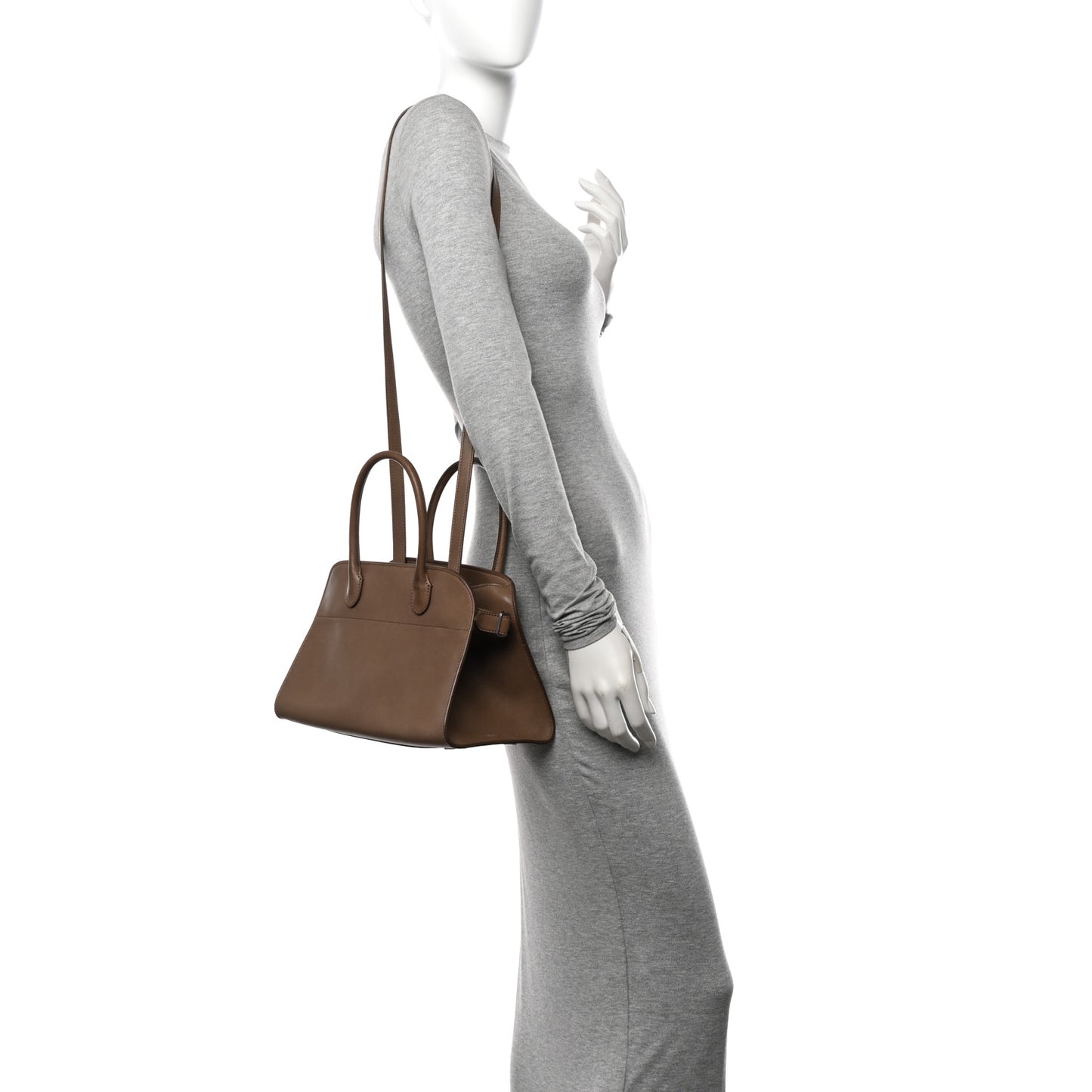Polished Saddle Calfskin Soft Margaux 10 Bag Mouse Grey