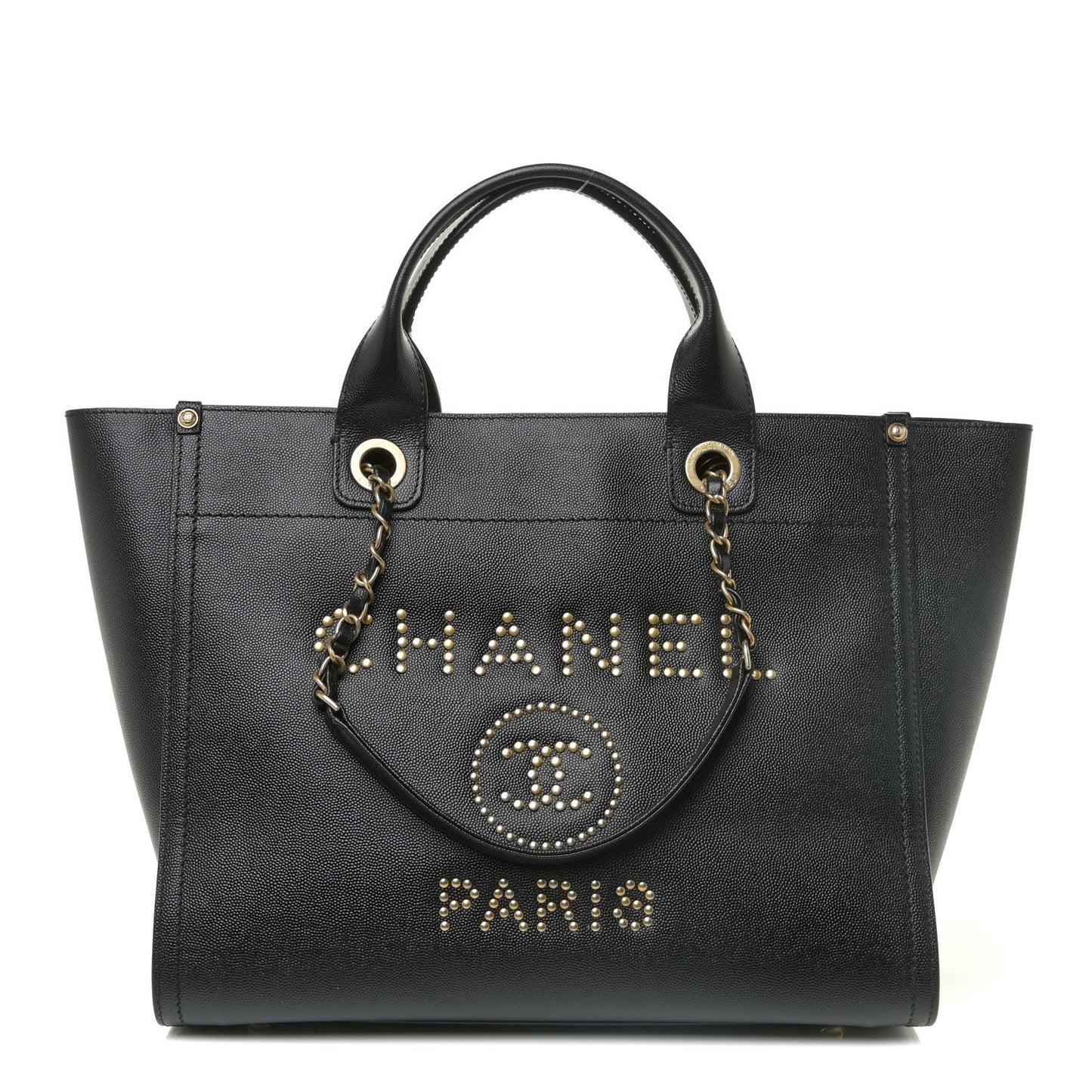 Caviar Small Studded Deauville Tote Black