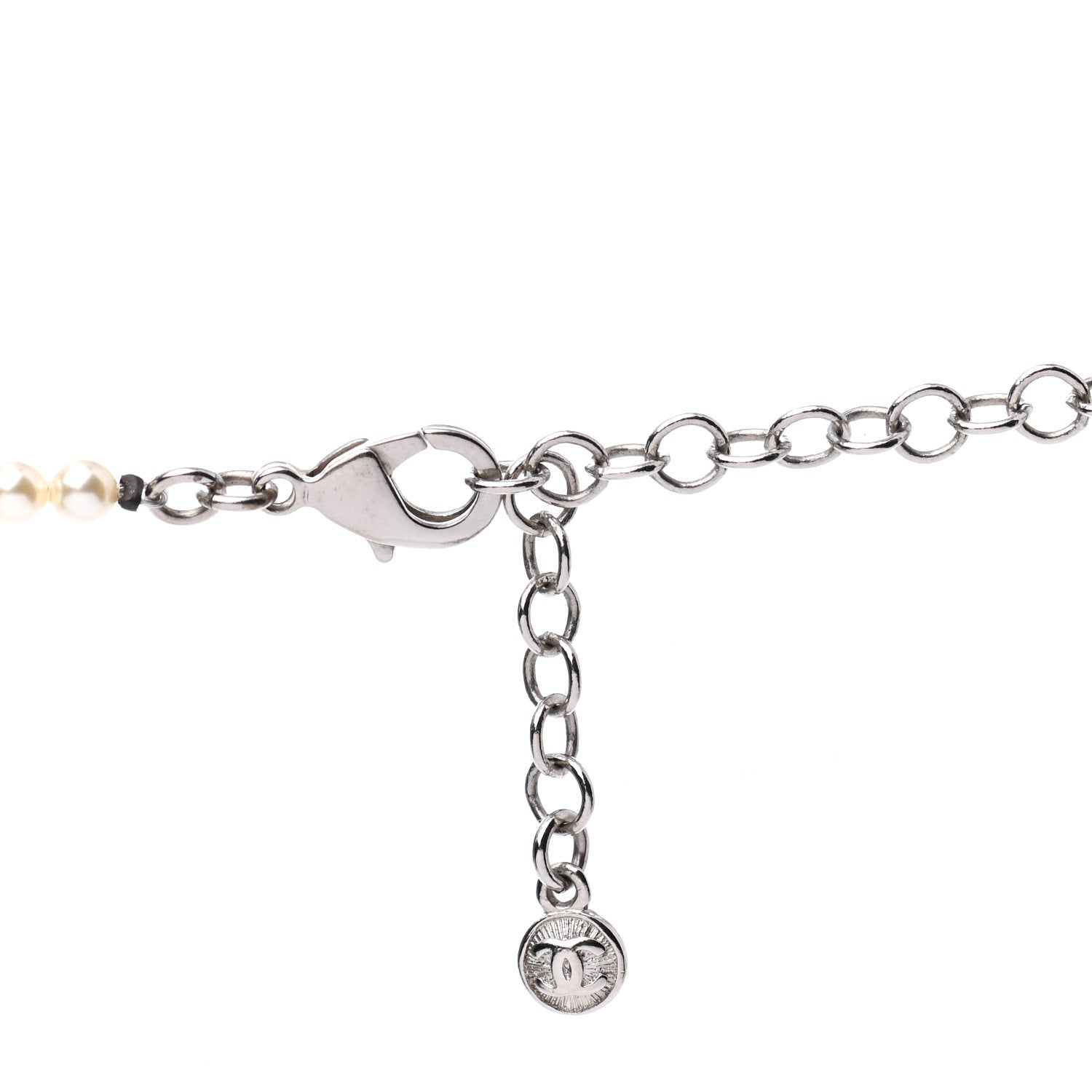 Chanel Pearl Cluster CC Long Necklace Silver 6 of 8