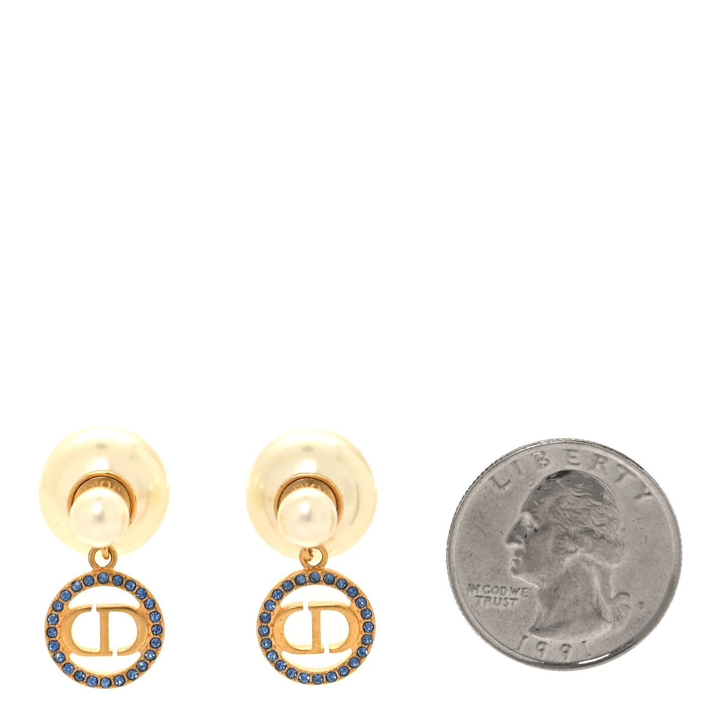Pearl Crystal Dior Tribales Drop Earrings Gold
