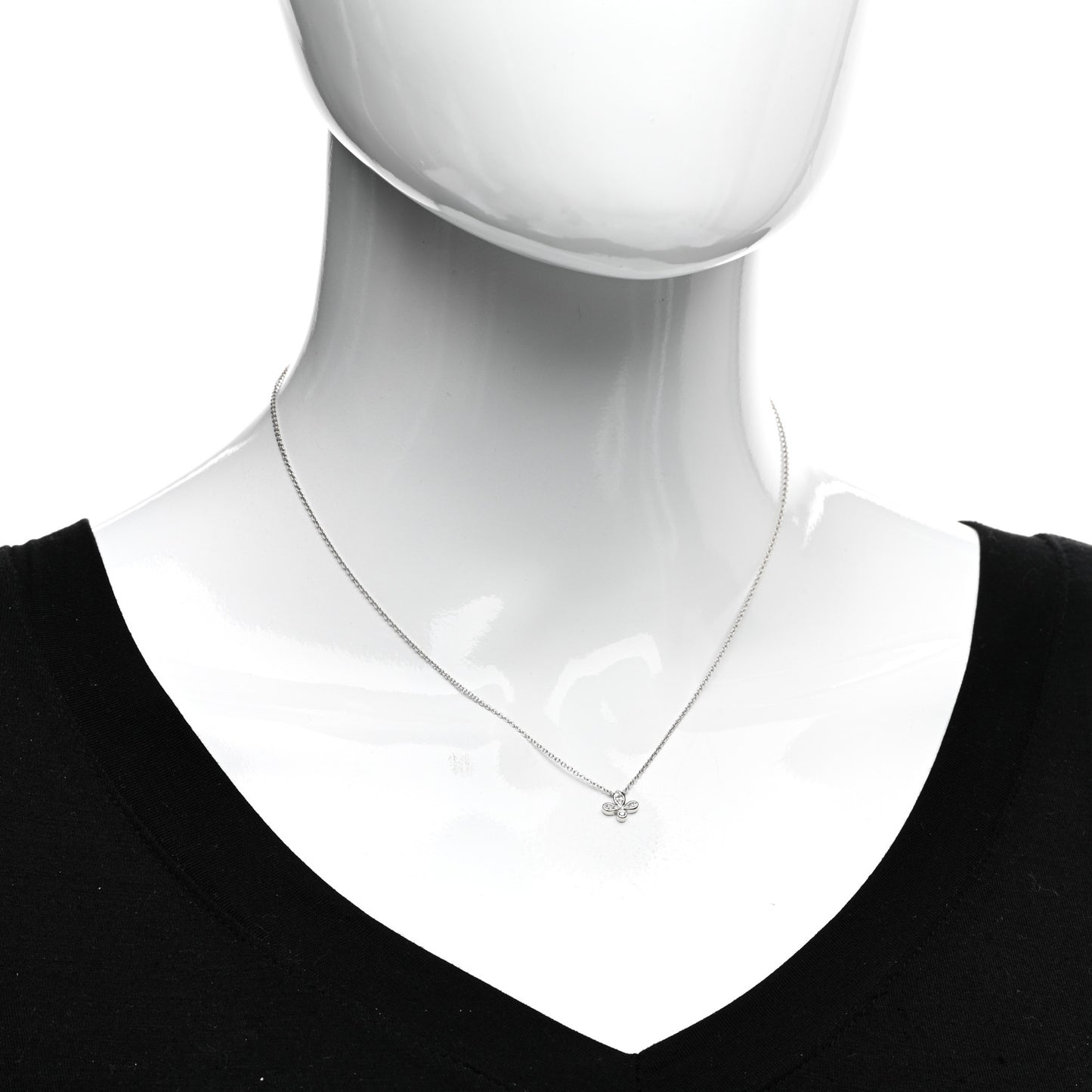 Platinum Diamond Fleur de Lis Pendant Necklace