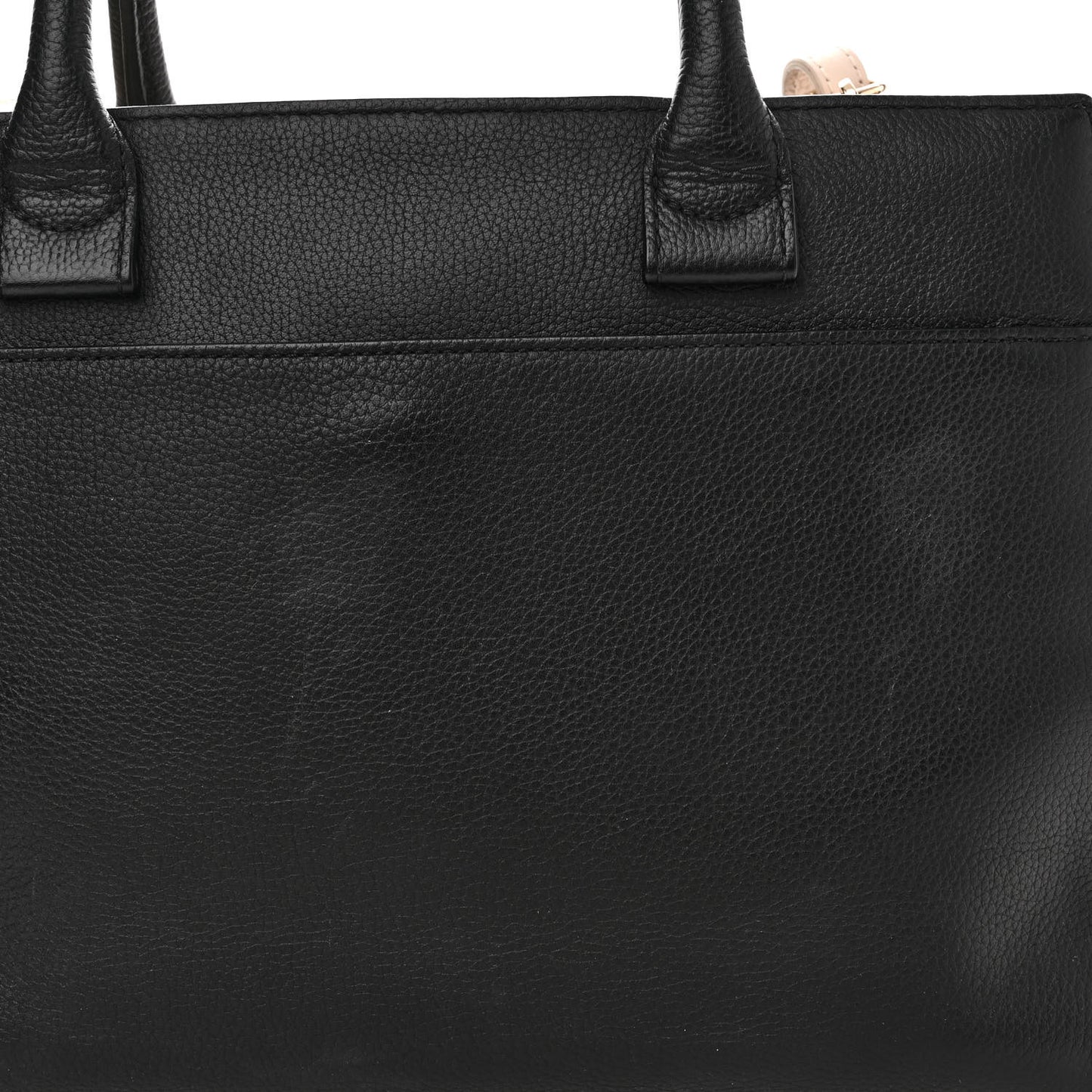 Grained Calfskin Medium Bi-Color Neo Executive Shopper Tote Black Beige Black