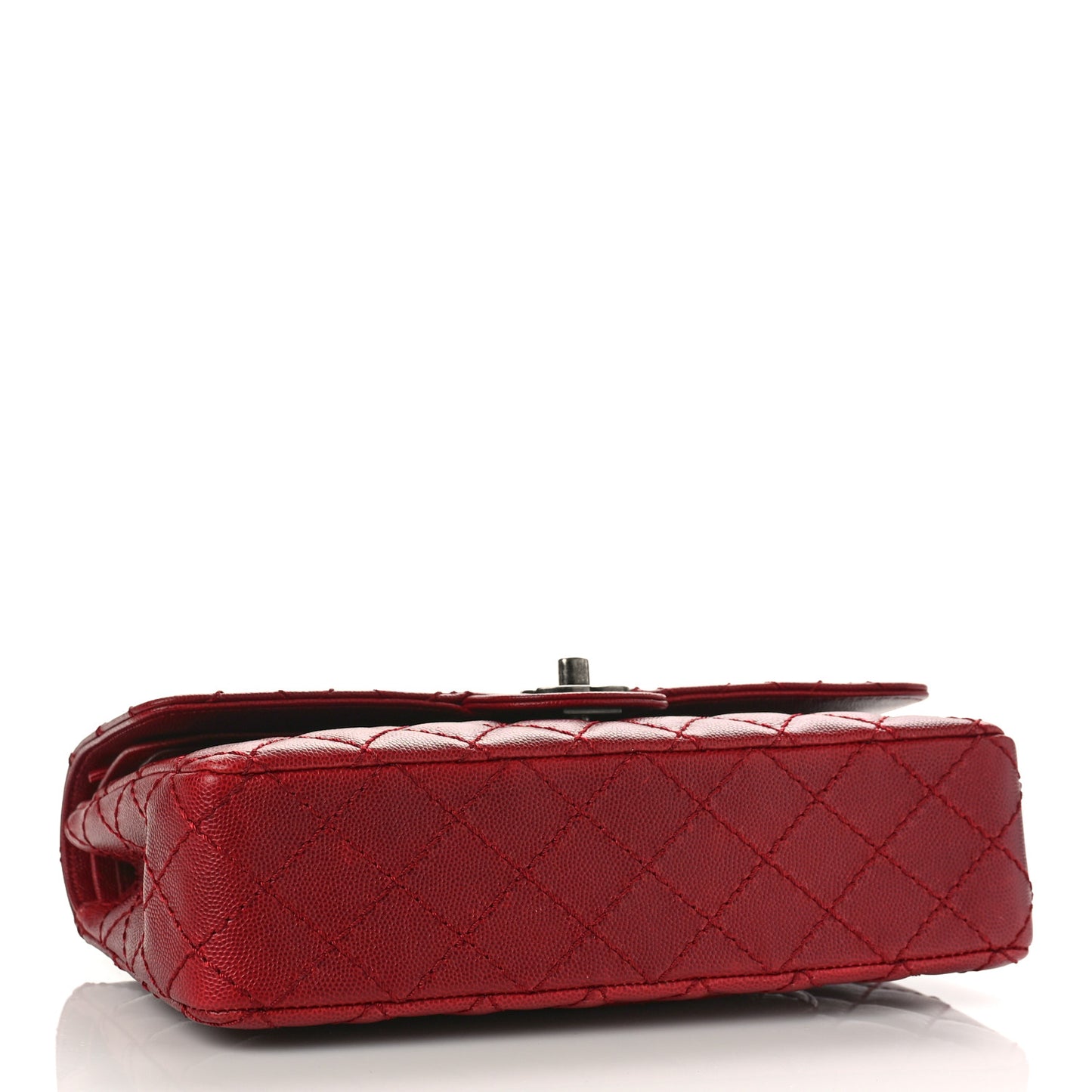 Caviar Quilted Medium Double Flap Dark Red