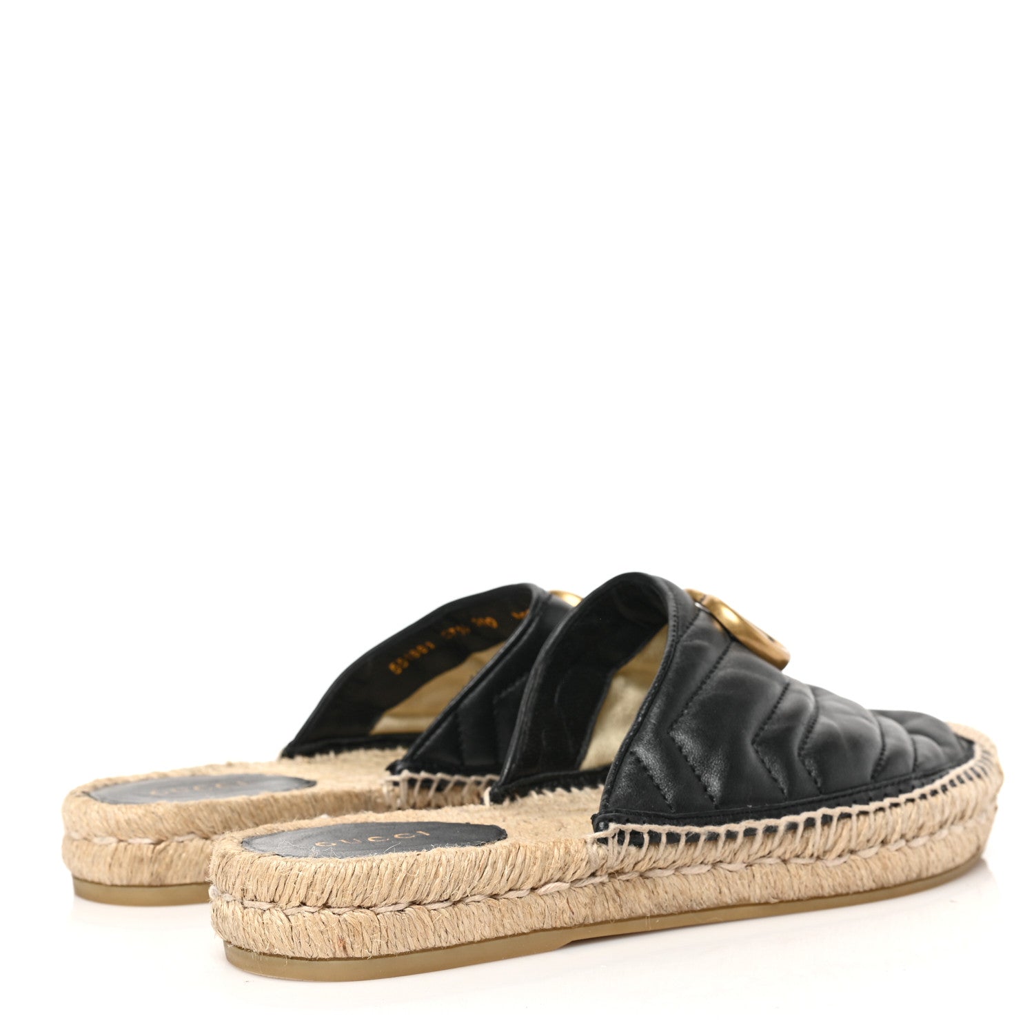 Gucci Nappa Matelasse GG Marmont Espadrille Slippers 37.5 Black 4 of 8