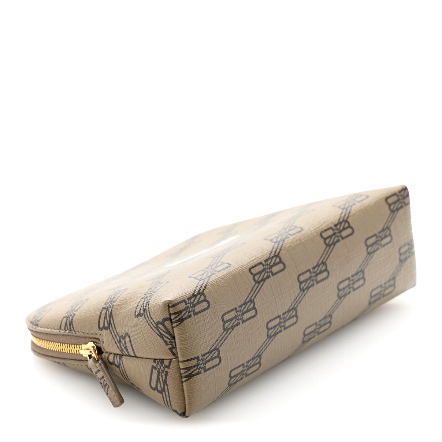 Coated Canvas BB Monogram Signature Toiletry Pouch Beige Brown