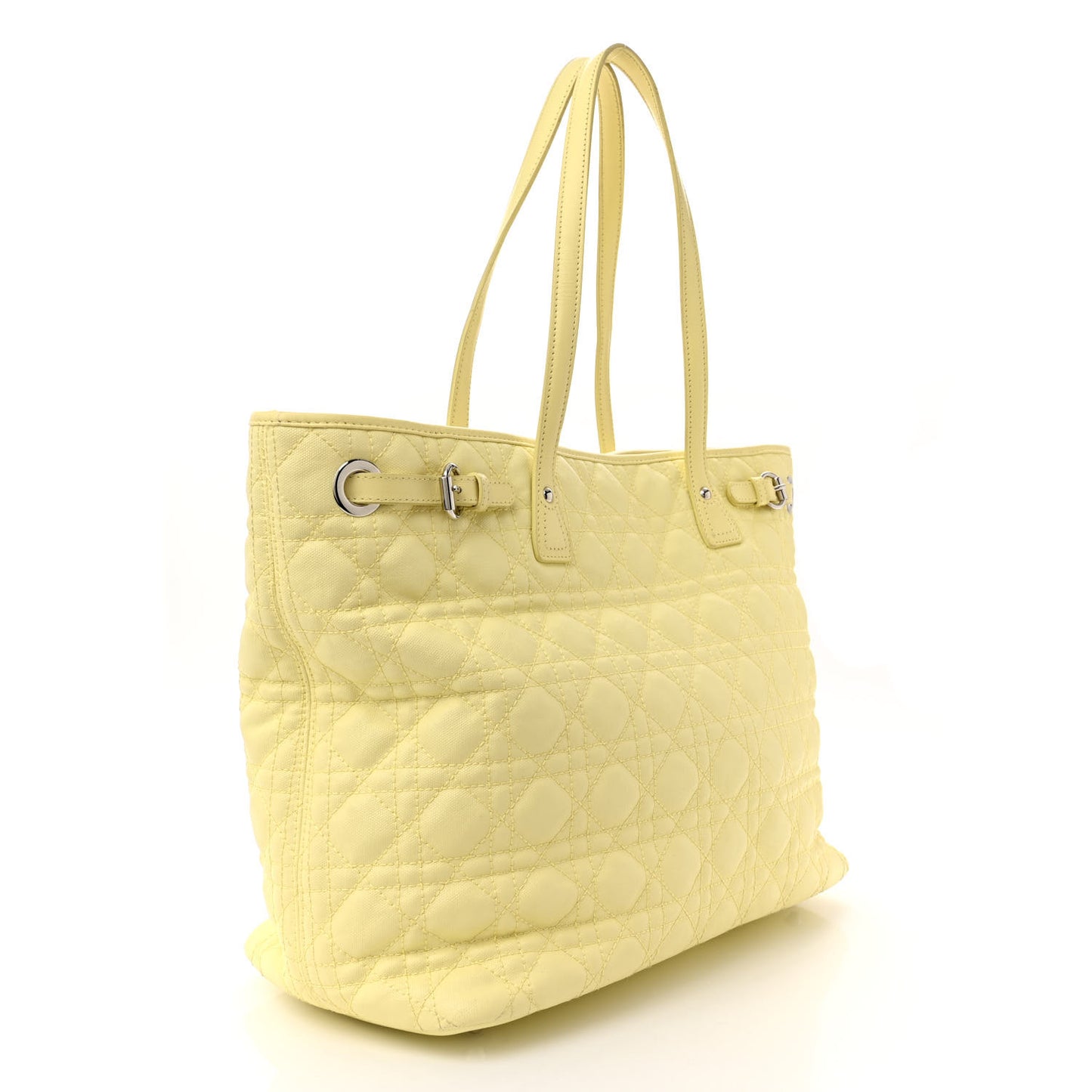 Coated Canvas Cannage Medium Panarea Tote Light Yellow
