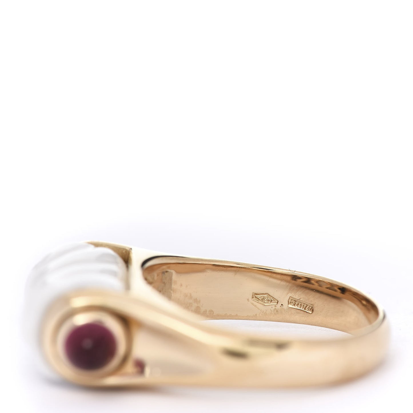 18K Yellow Gold White Ceramic Amethyst Pink Tourmaline Chandra Ring 50 5.25