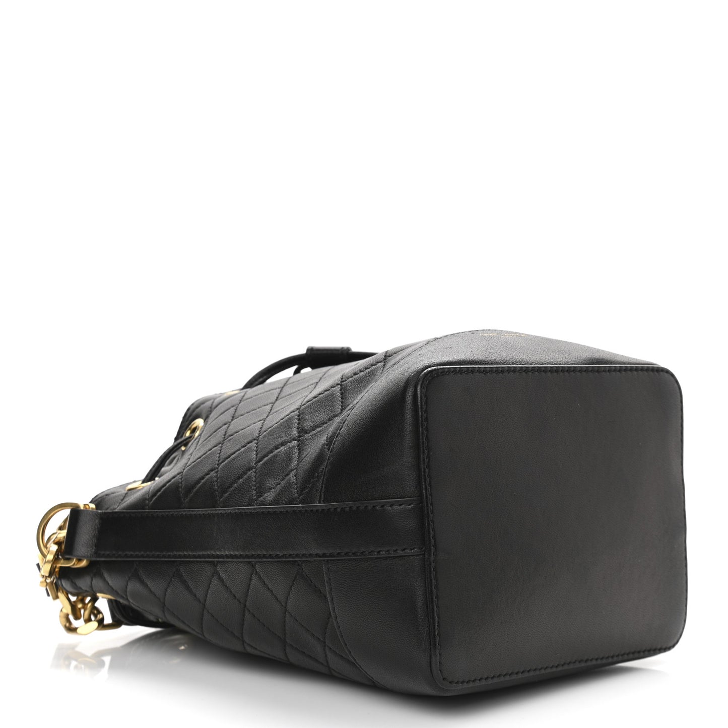 Lambskin Quilted Small Emmanuelle Bucket Bag Black