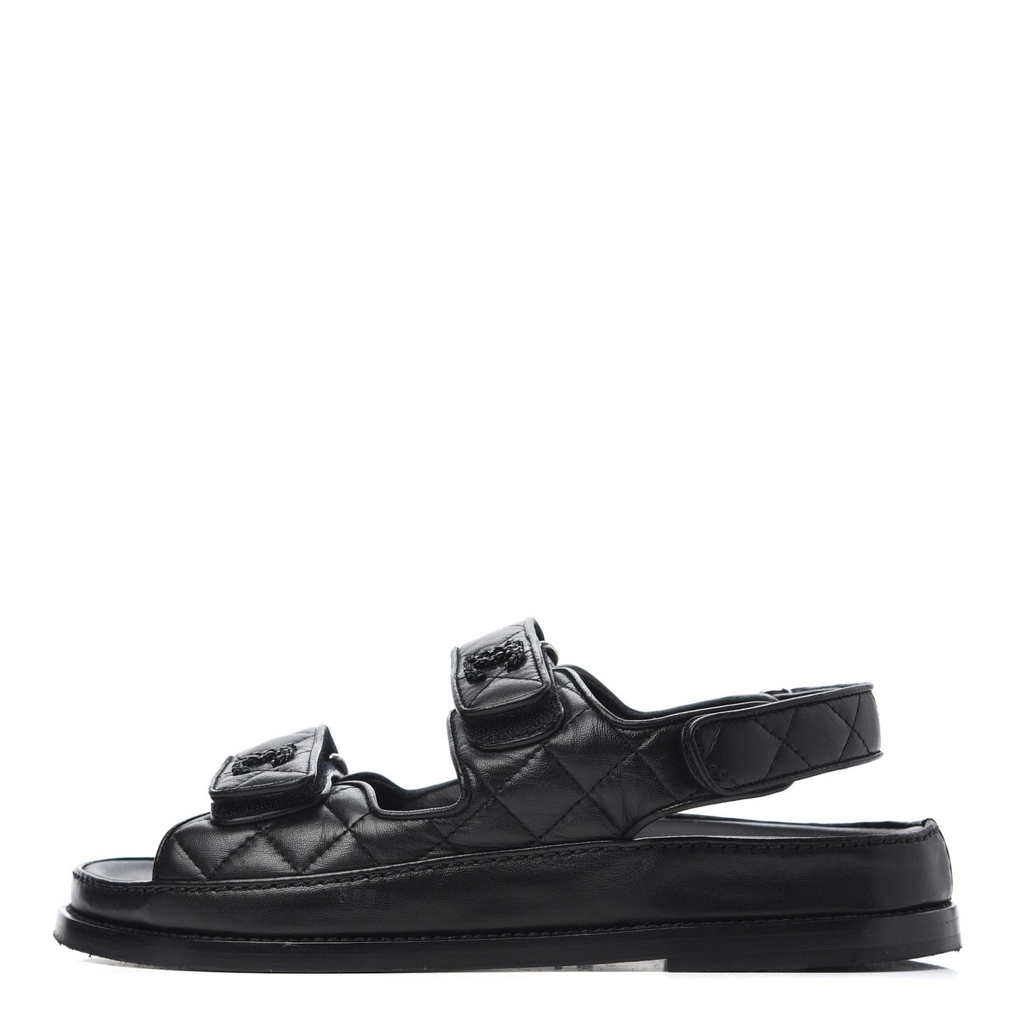 Lambskin Velcro Dad Sandals 36.5 Black