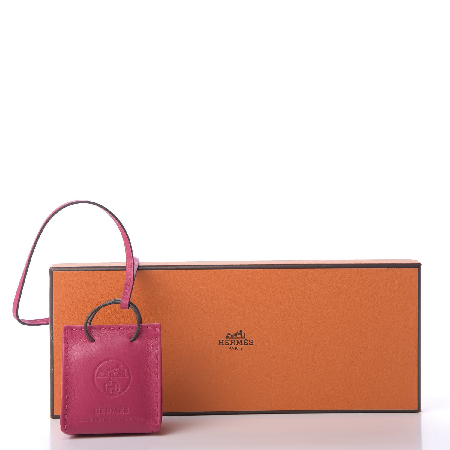 Hermes Milo Lambskin Swift Shopping Bag Charm Rose Mexico 4 of 4
