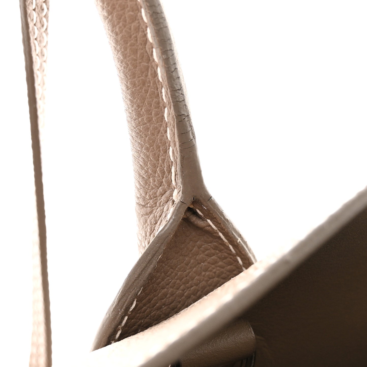 Grained Calfskin Topstitch Small Classic Sac De Jour Taupe