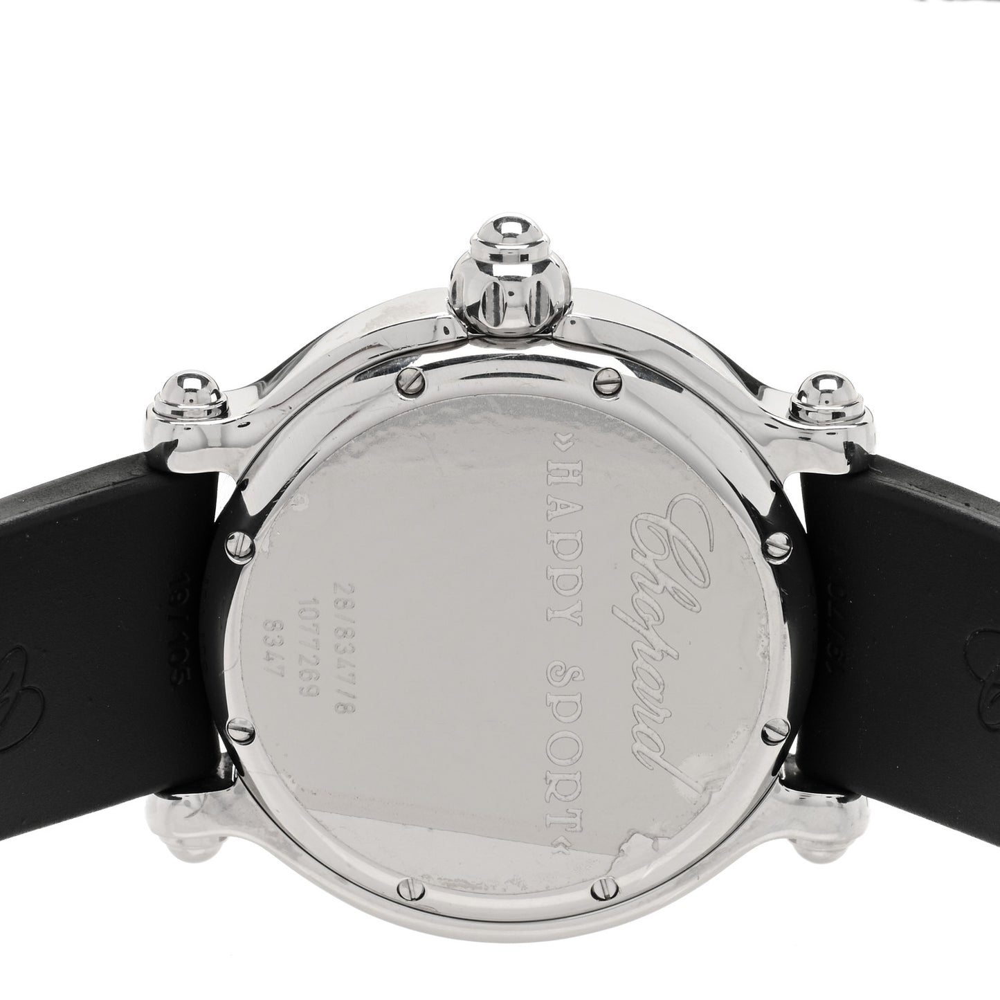 Stainless Steel Rubber Diamond 38mm Happy Sport Fish Quartz Watch Black