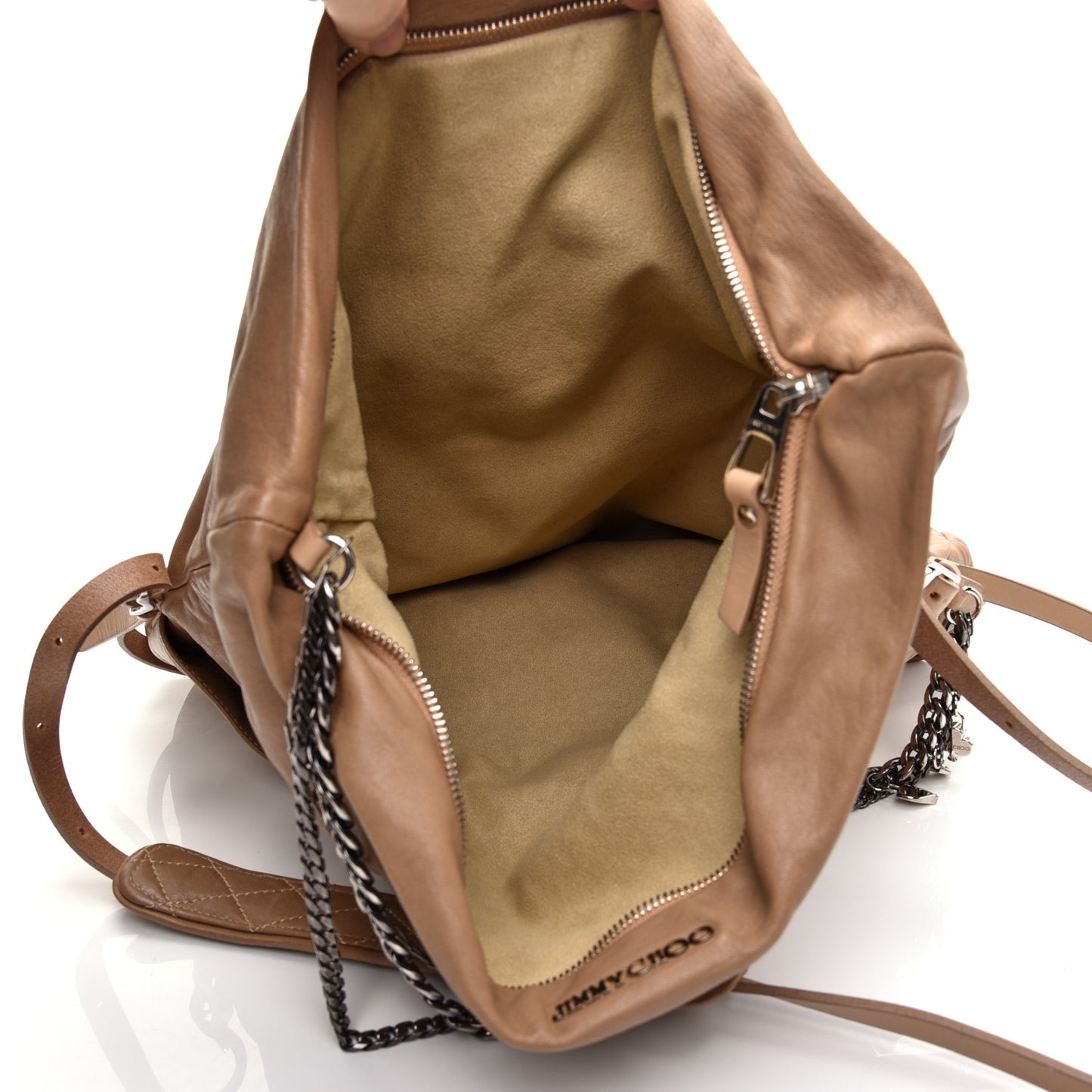 Lambskin Biker Large Hobo Beige