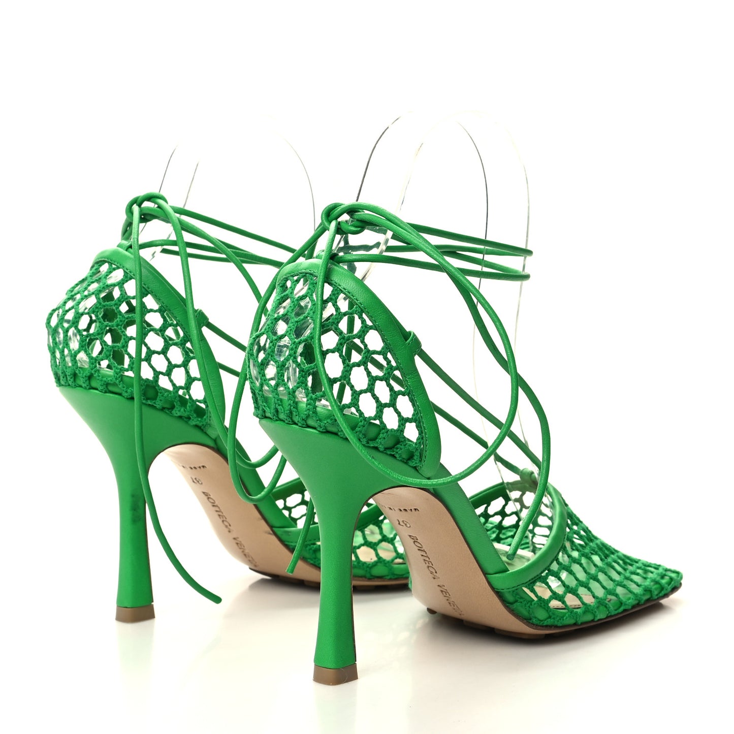 Mesh Nappa Stretch Ankle Tie 90mm Sandals 37 Grass