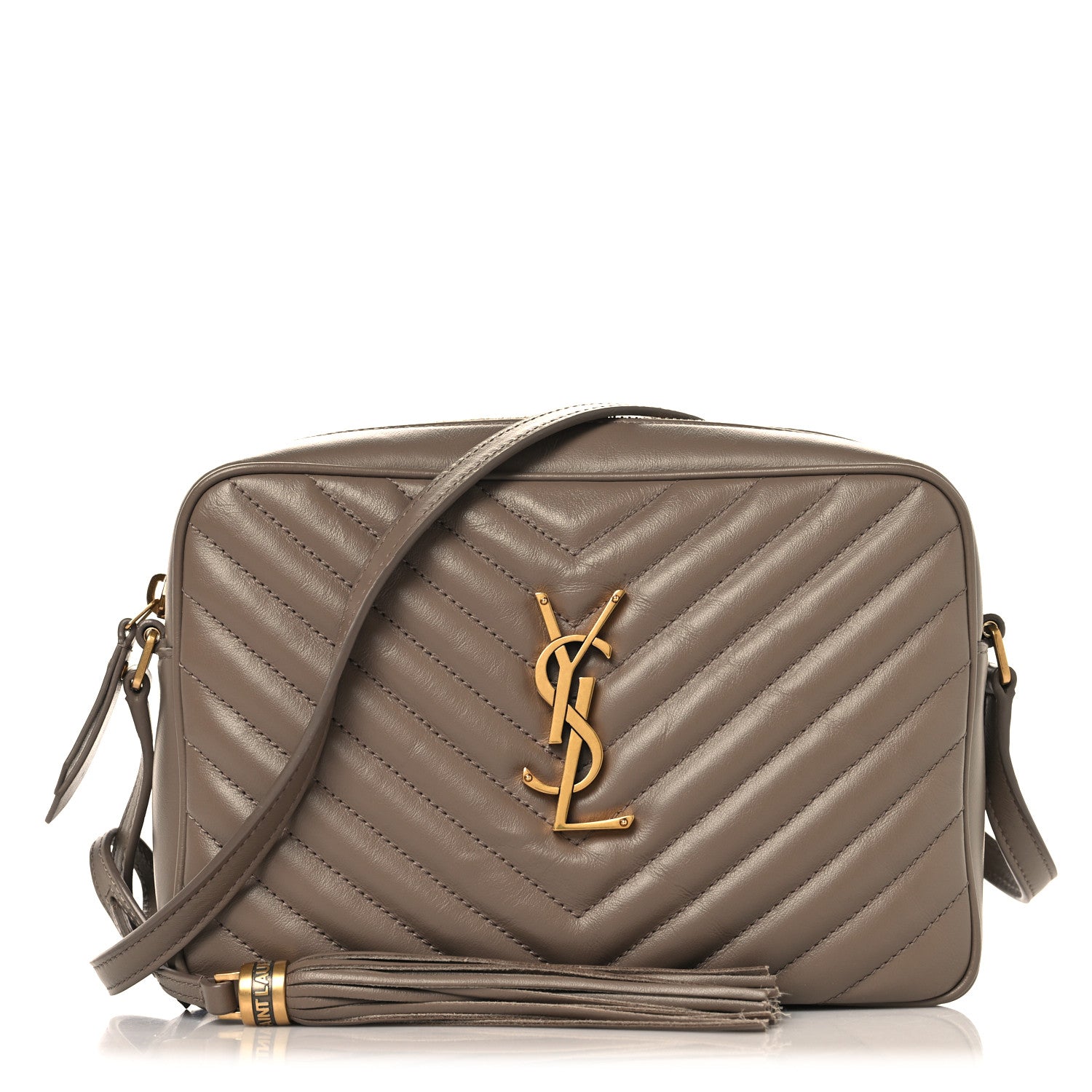 Saint Laurent Calfskin Matelasse Monogram Lou Camera Bag Taupe
