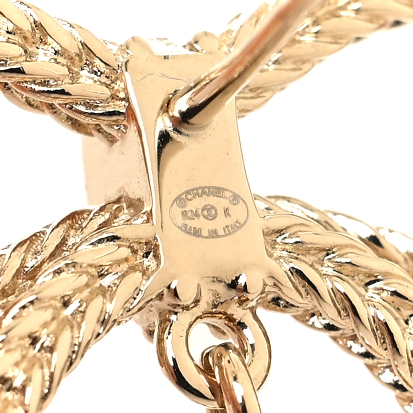 Crystal CC Bow Drop Earrings Gold