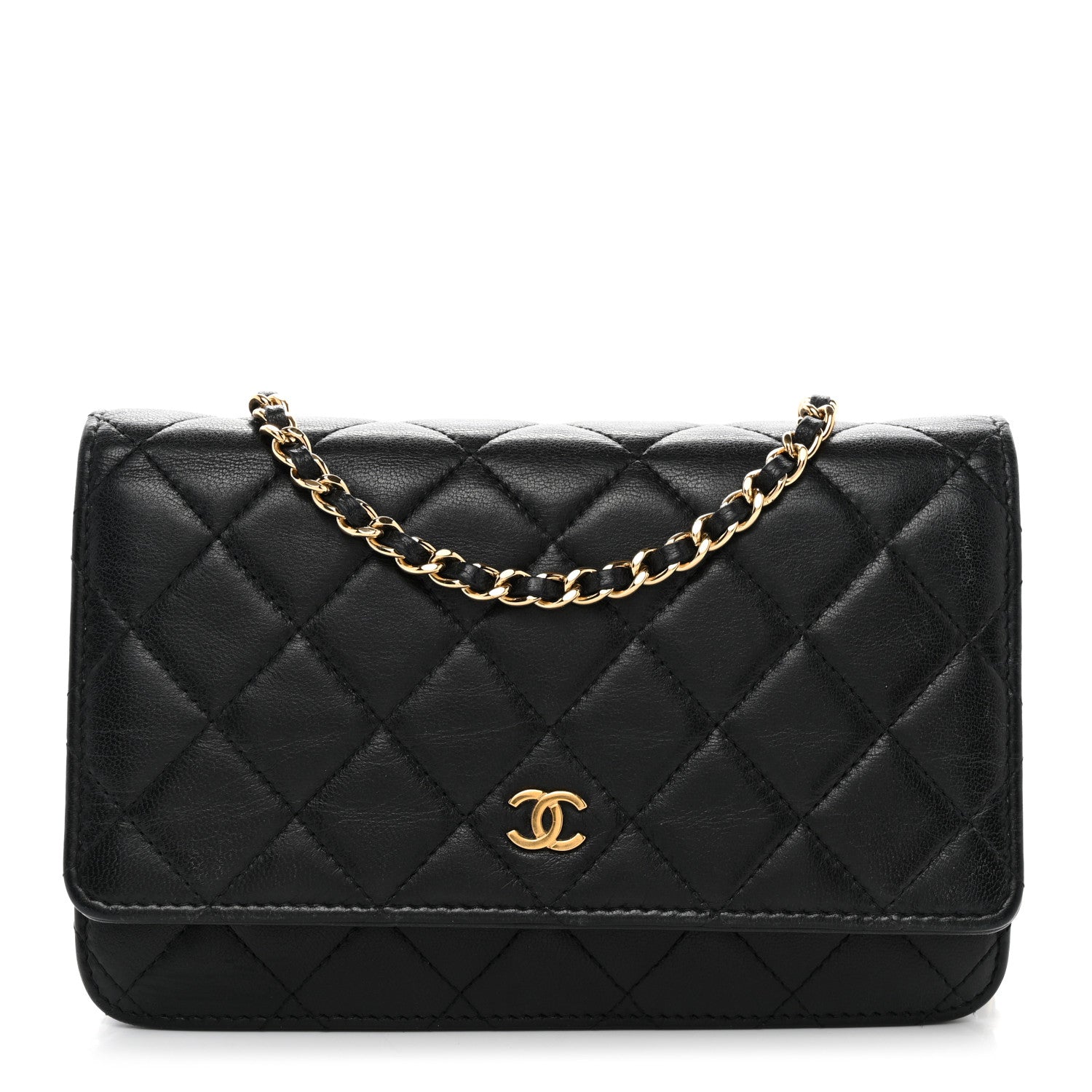 Chanel Lambskin Quilted Wallet On Chain WOC Black 1 of 11