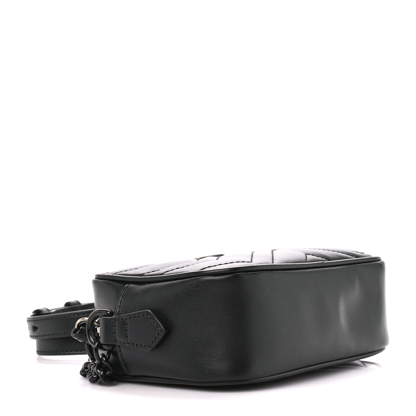 Calfskin Matelasse Monochrome Mini GG Marmont Chain Shoulder Bag Black