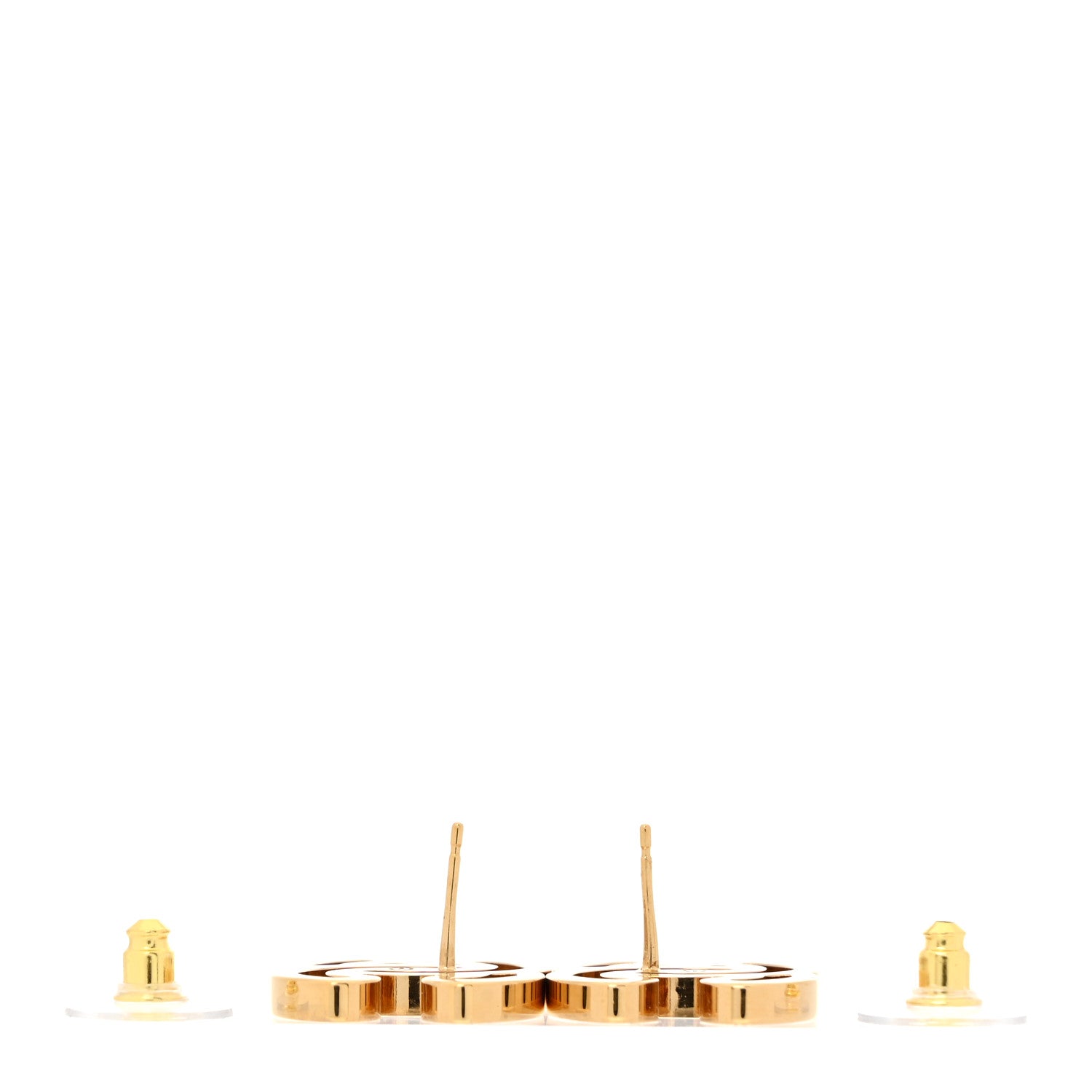 Chanel Enamel Cutout CC Earrings Gold White 3 of 5