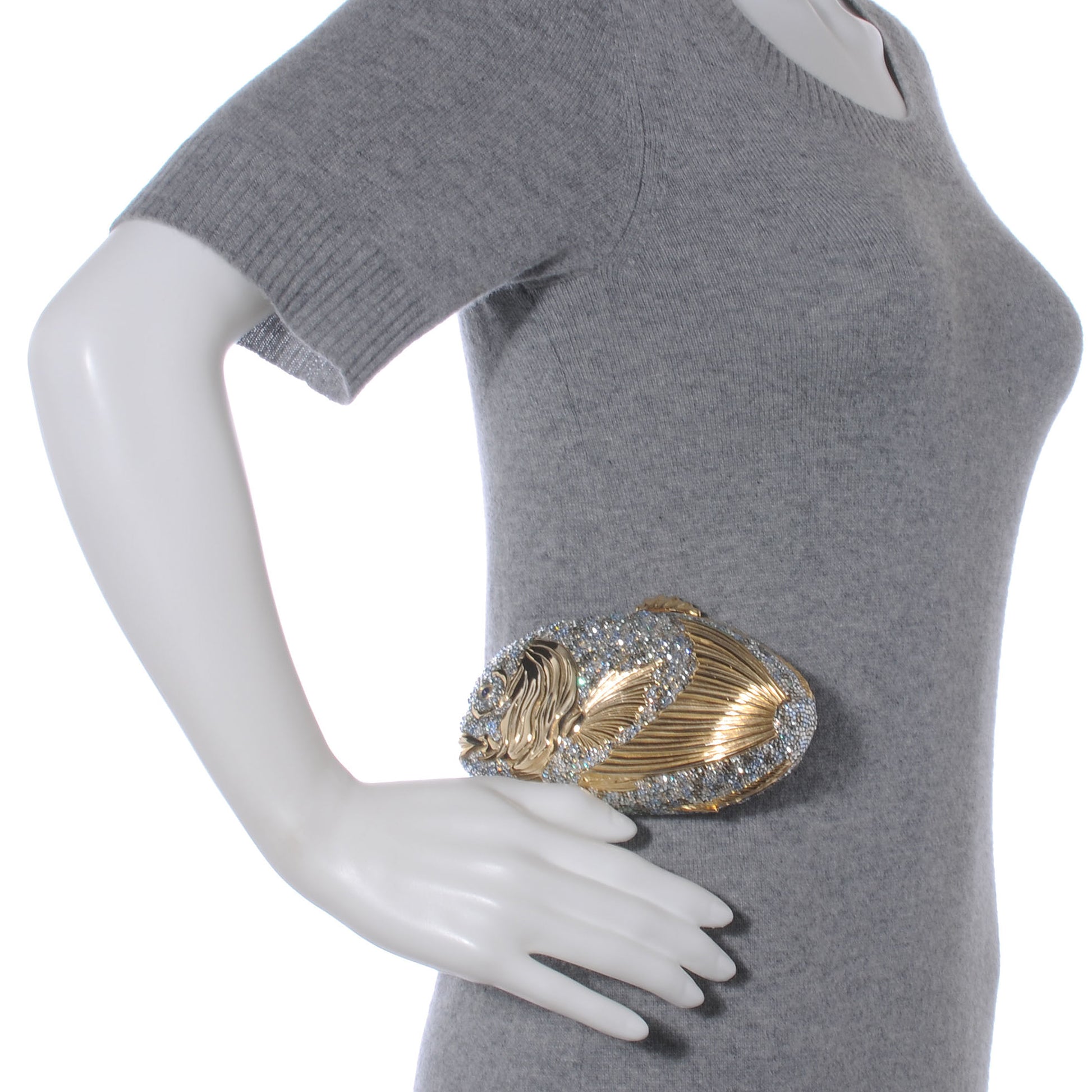 Judith Leiber Crystal Koi Fish Minaudiere Clutch Gold 2 of 6