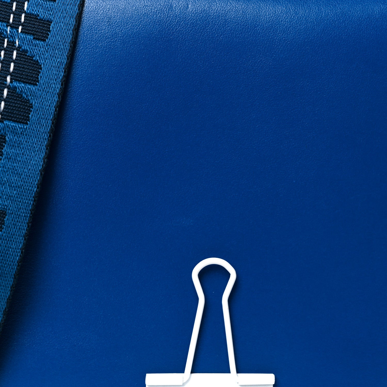 Off-White Calfskin Binder Clip Bag Blue 8 of 11