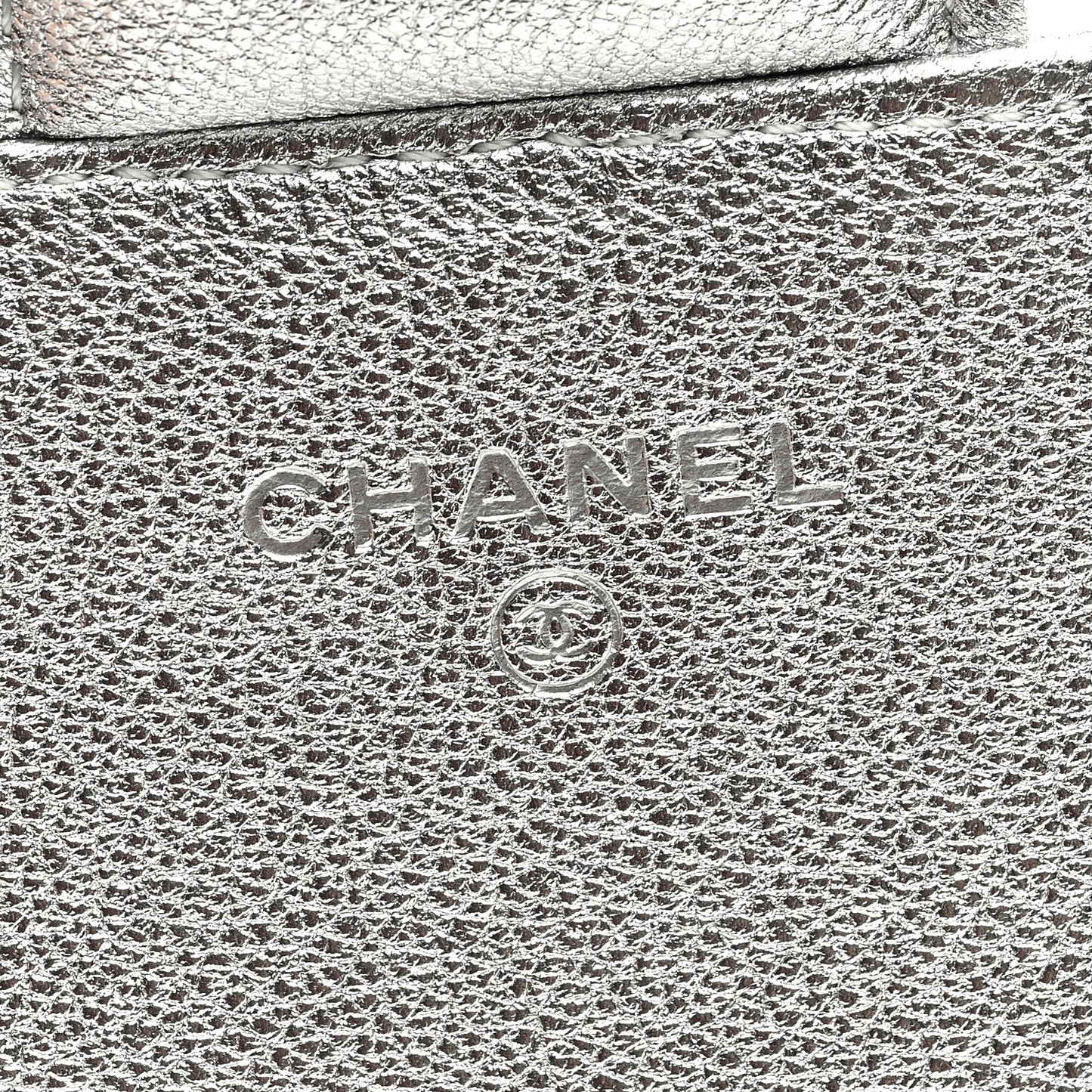 Metallic Lambskin Quilted Glasses Case With Chain Silver