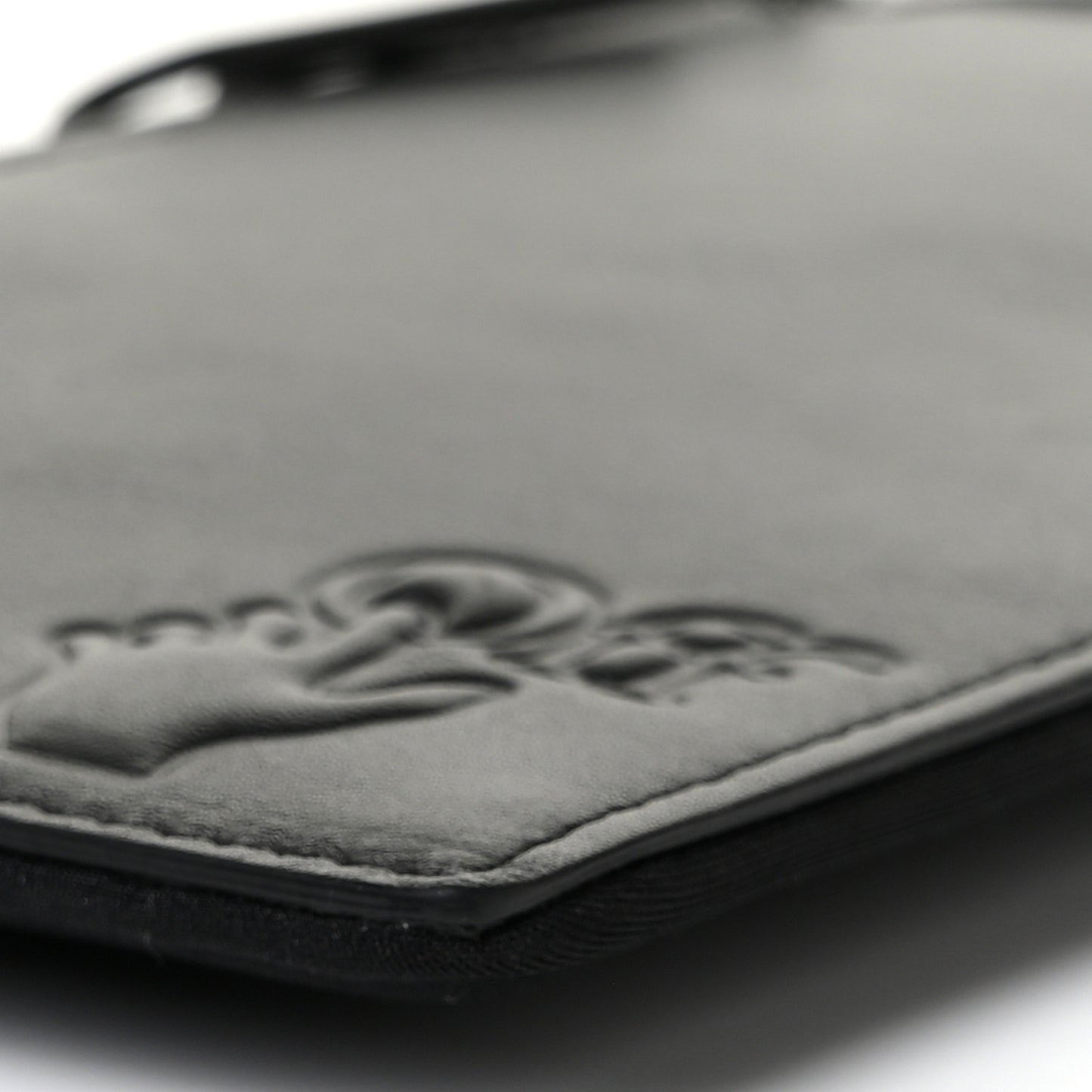 Calfskin Embossed Logo Phone Bag Black