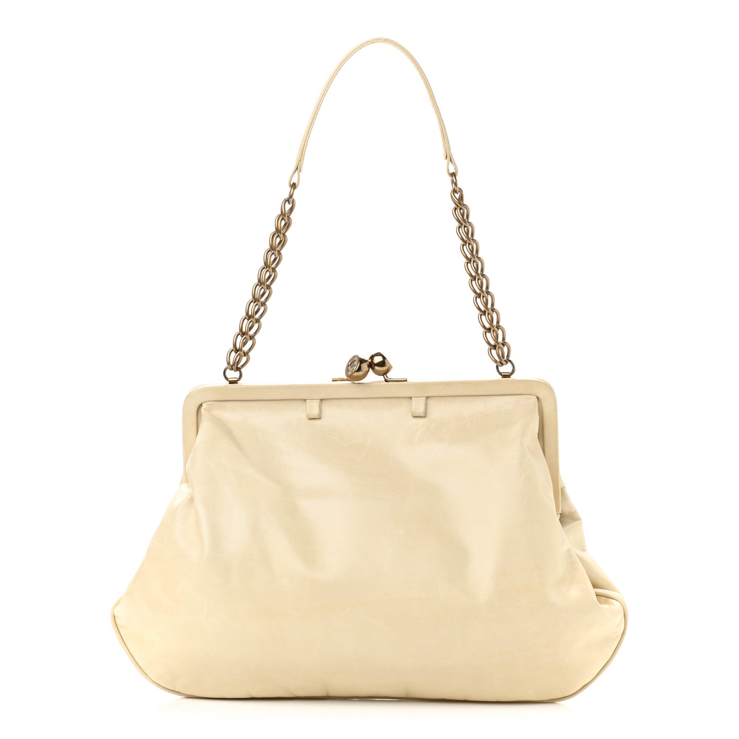 Chanel Glazed Calfskin Kisslock Frame Bag Beige 929494 – FASHIONPHILE