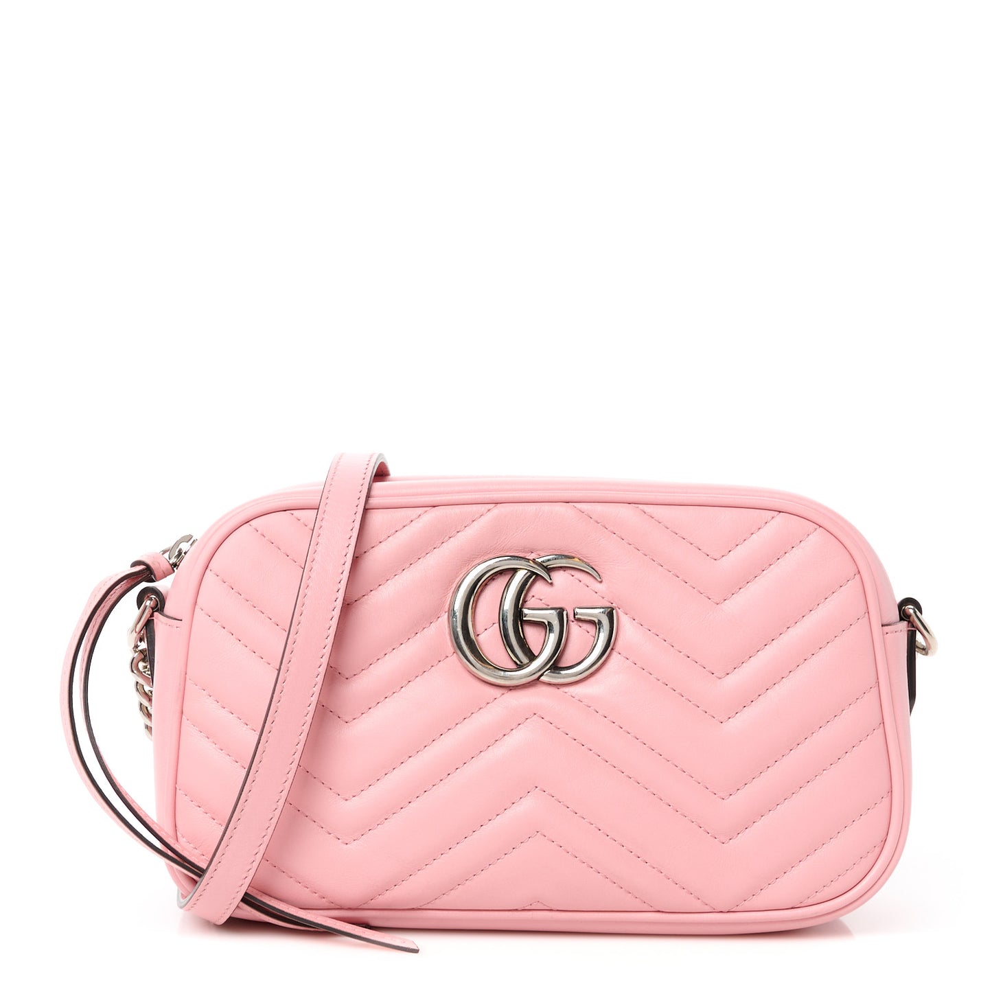 Calfskin Matelasse Small GG Marmont Chain Shoulder Bag Wild Rose