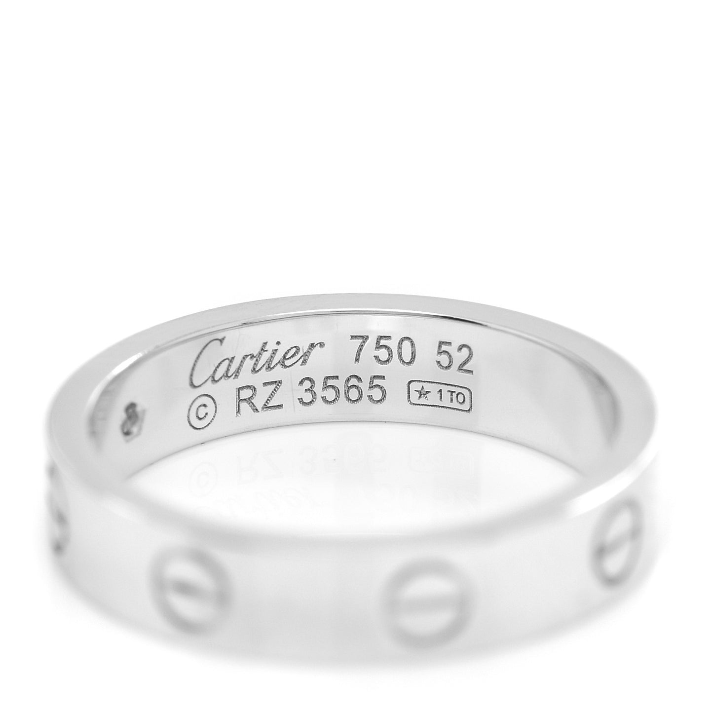 18K White Gold Diamond 4mm LOVE Wedding Band Ring 52 6