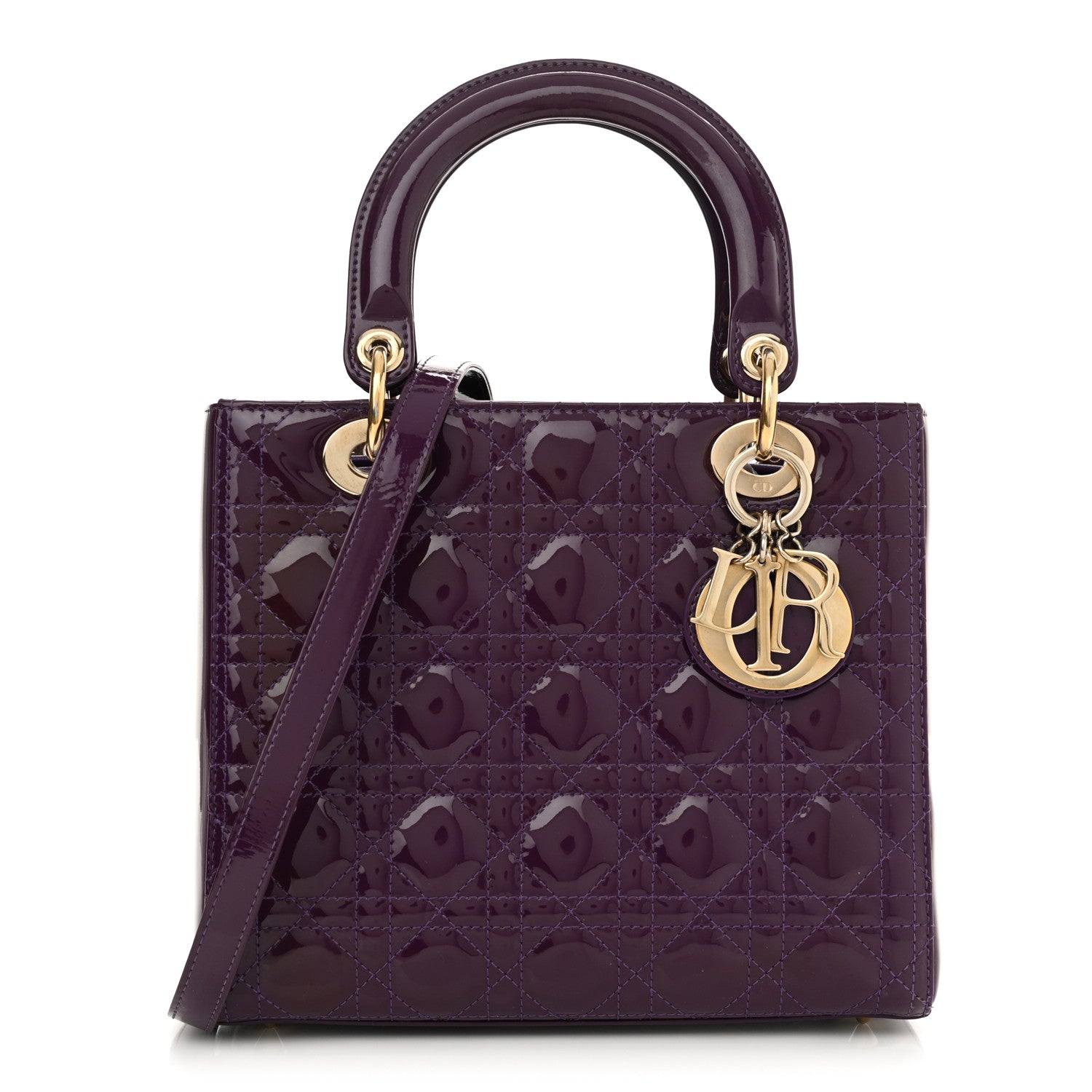 Christian Dior Patent Cannage Medium Lady Dior Purple 1590152