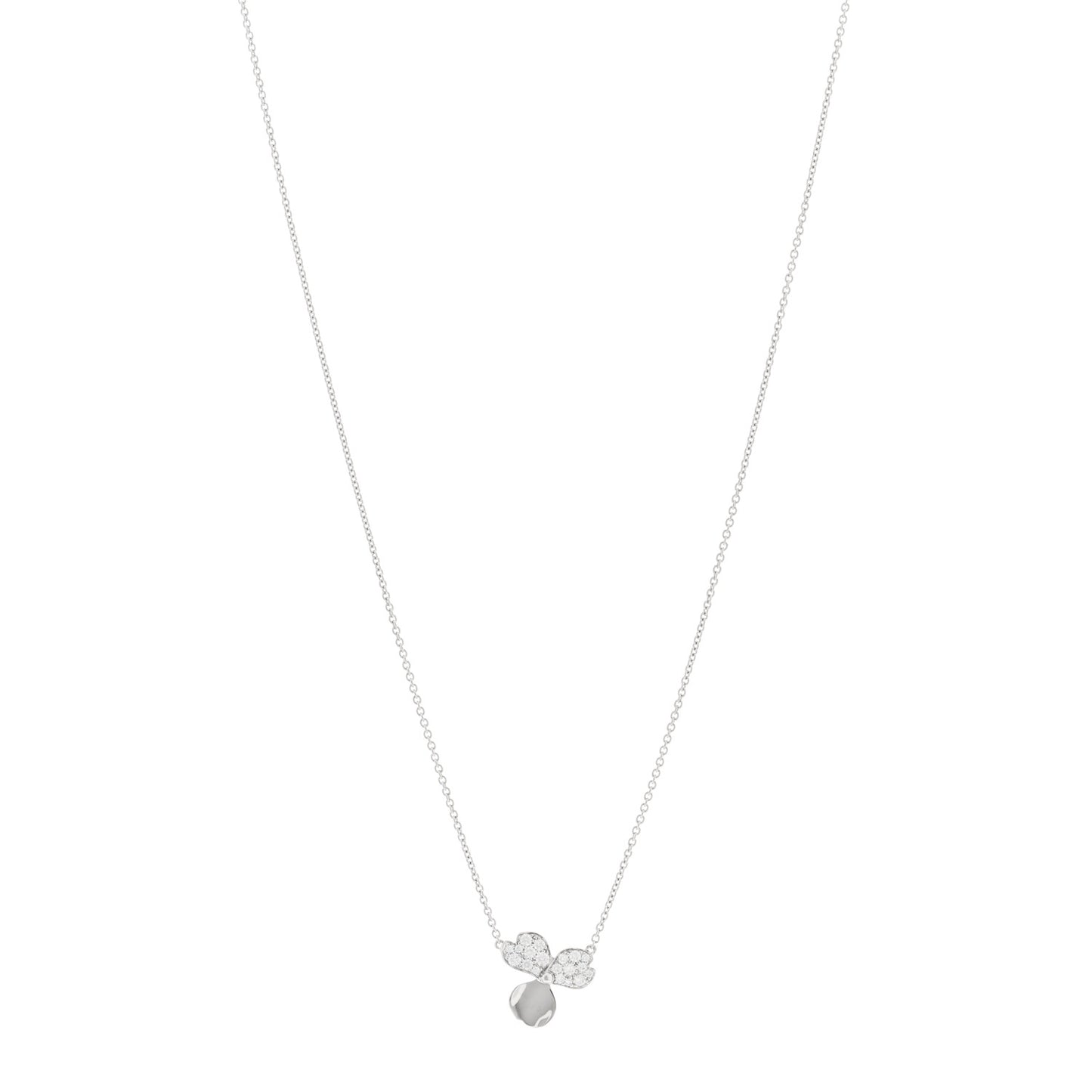 Platinum Diamond .17ctw Small Paper Flowers Pendant Necklace